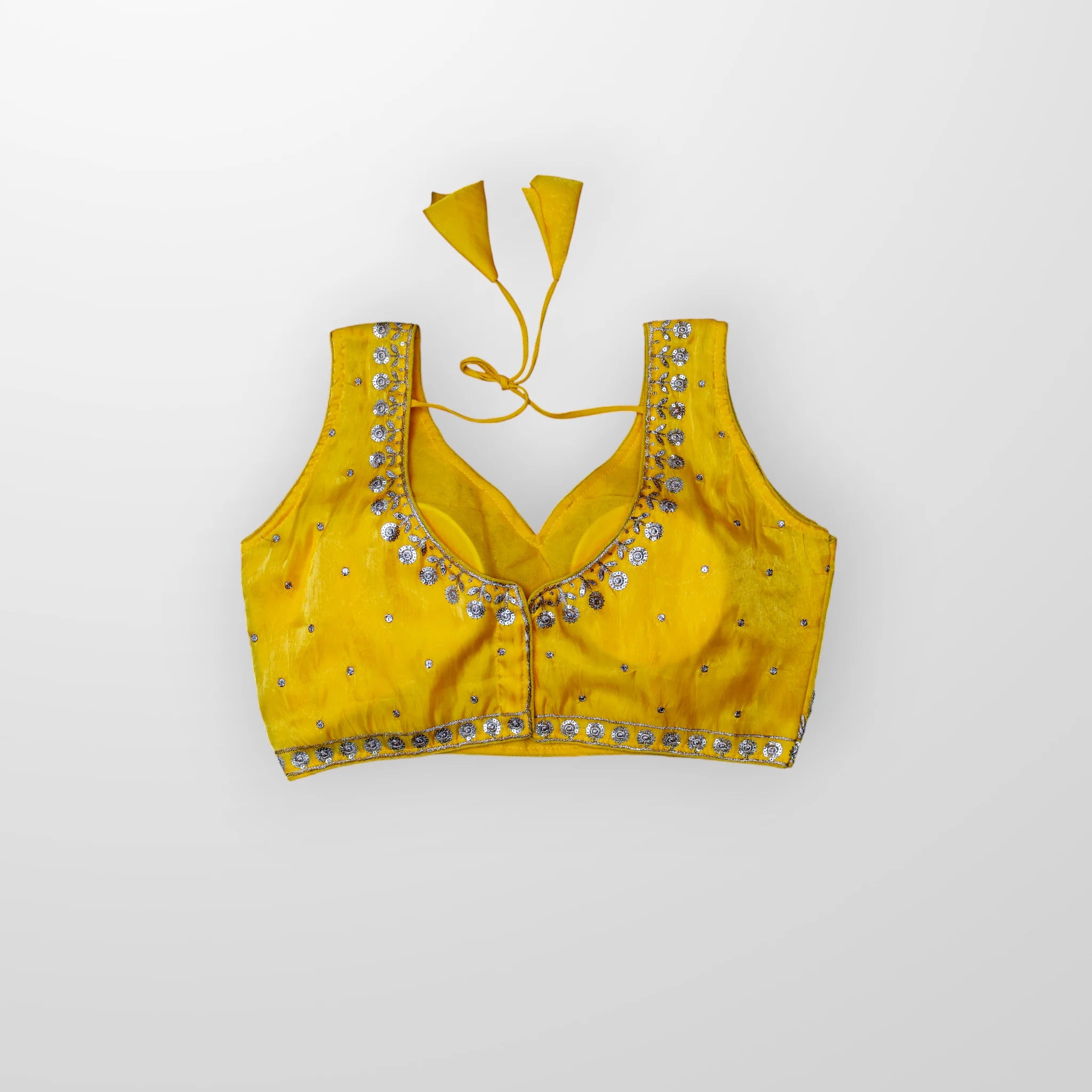 Silk Sequined Zari Leaf Embroidered Blouse