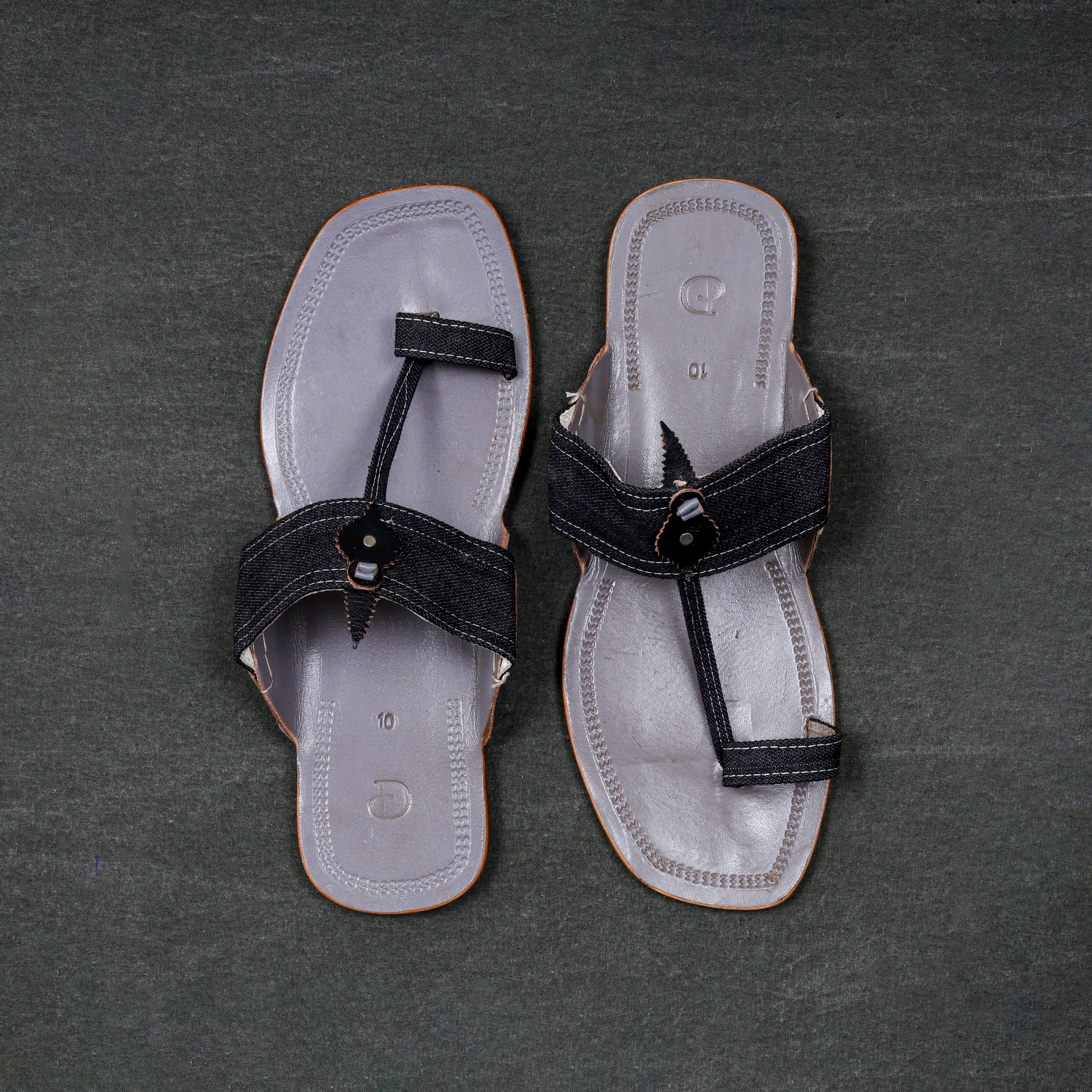 Grey Premium Leather Kolhapuri Sandals