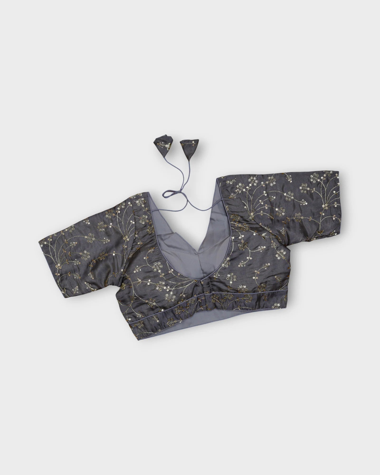 Silk V Neck Fitted Sleeve Readymade Blouse