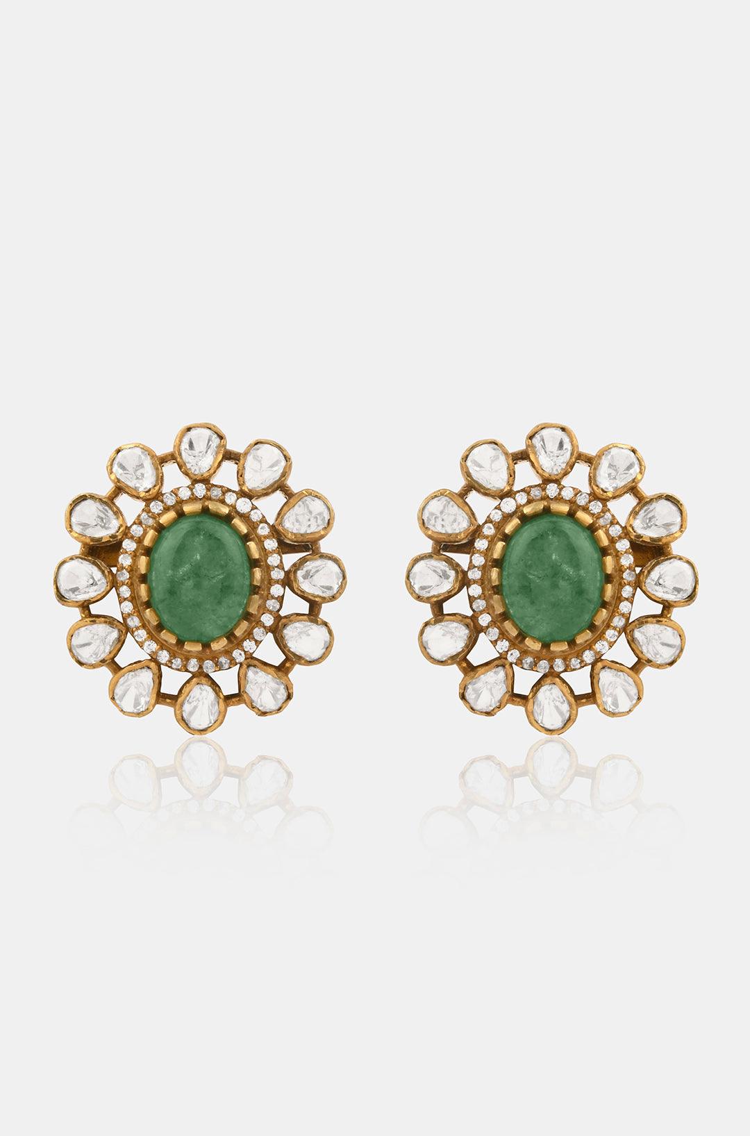 Moissanite Emerald Victorian Necklace Set - Dyulokha
