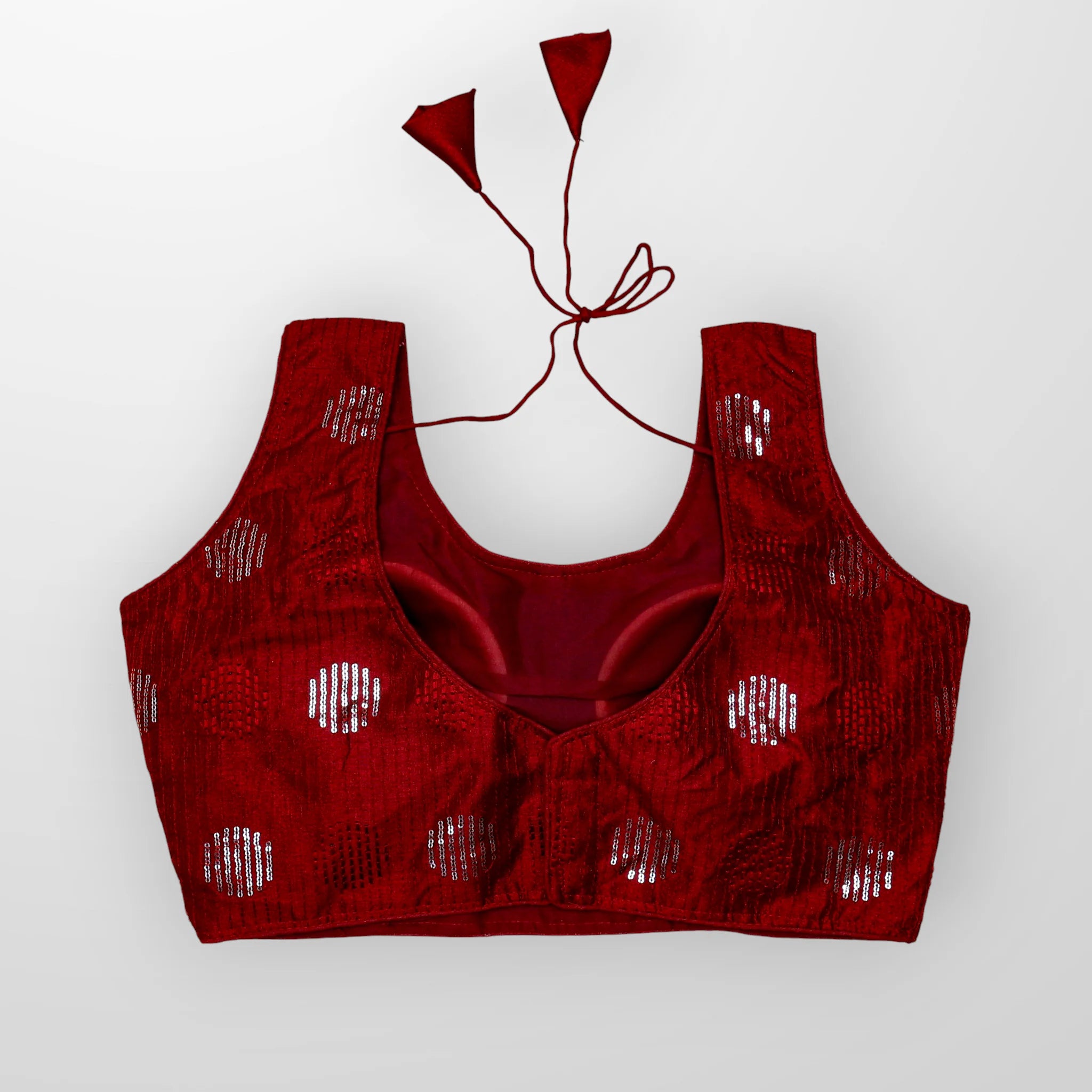 Silk U Neck Embroidered Readymade Blouse