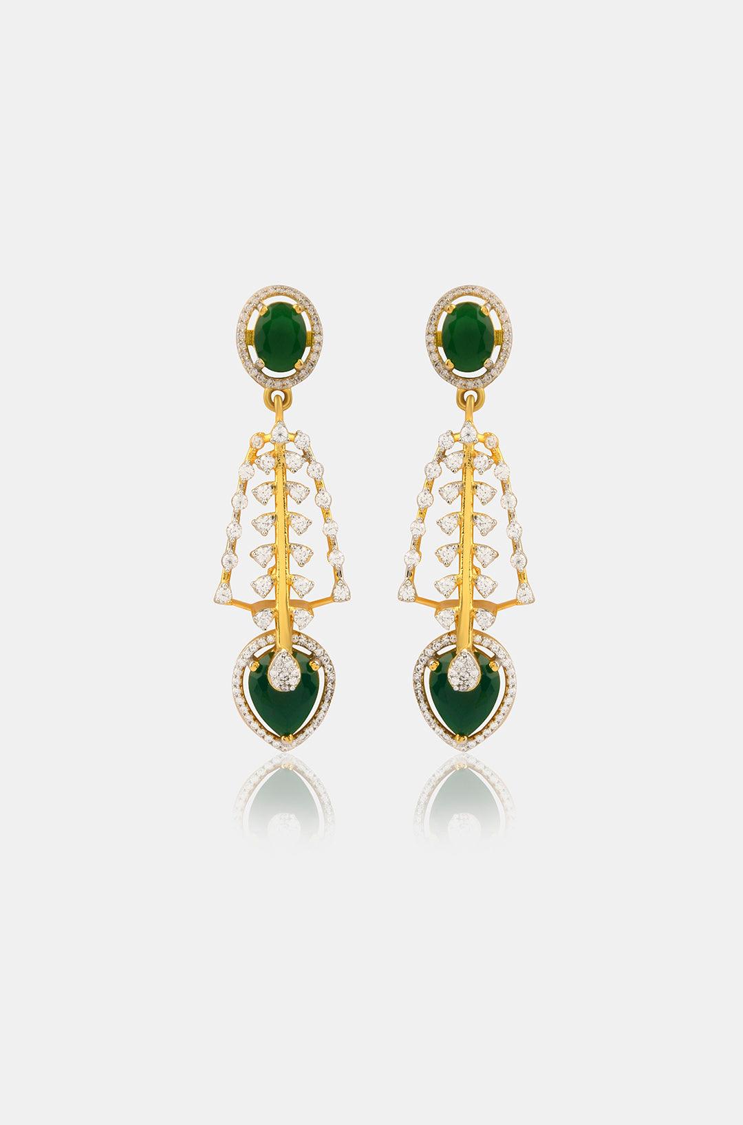 Emerald Accentuated CZ Necklace Set - Dyulokha