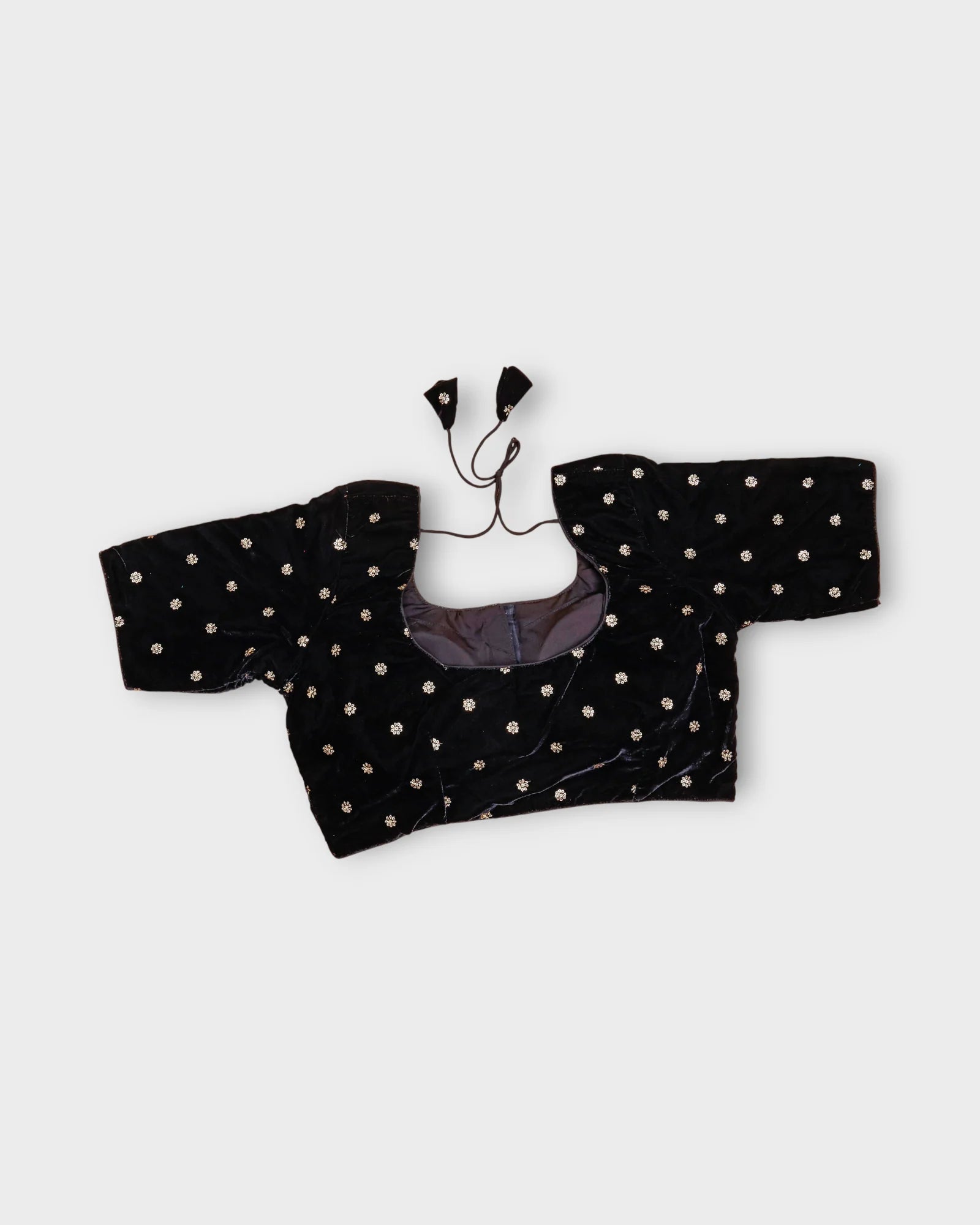 Velvet Deep Back Half Sleeve Blouse