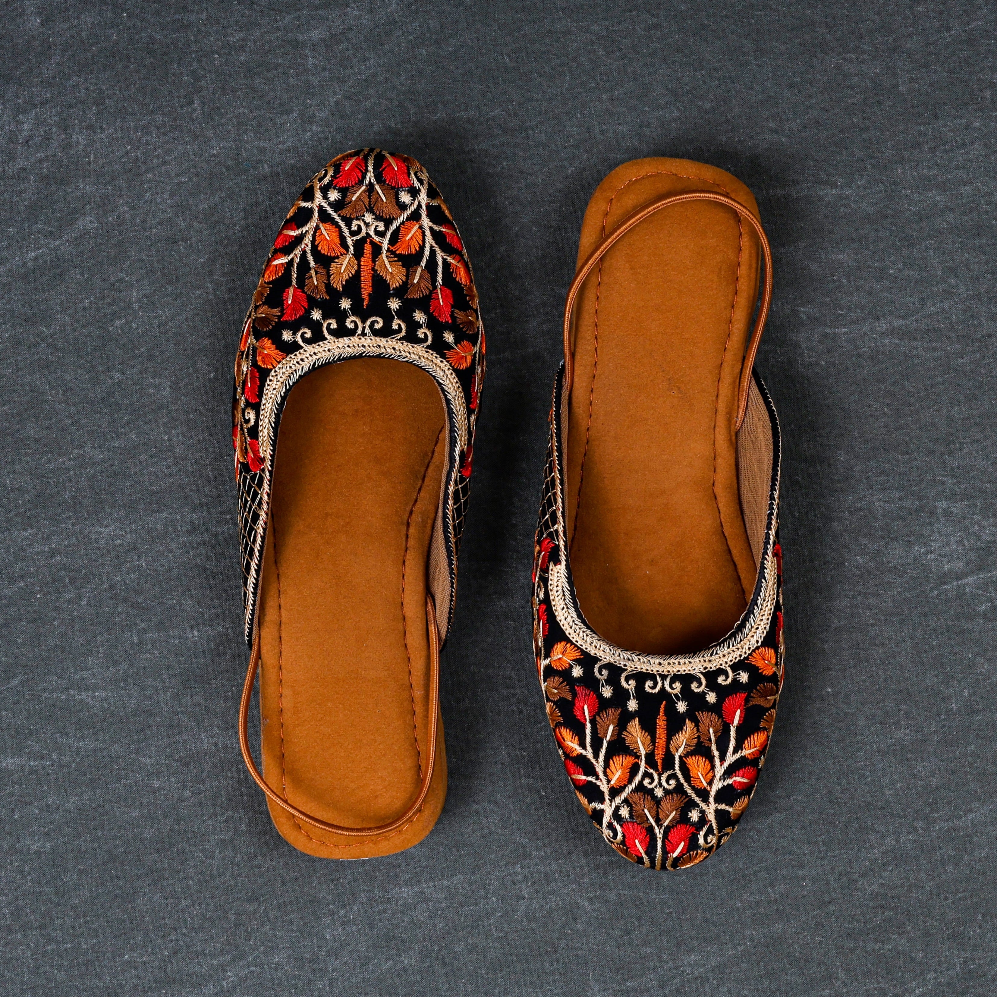 Almond Velvet Multicolor Ethnic Mules