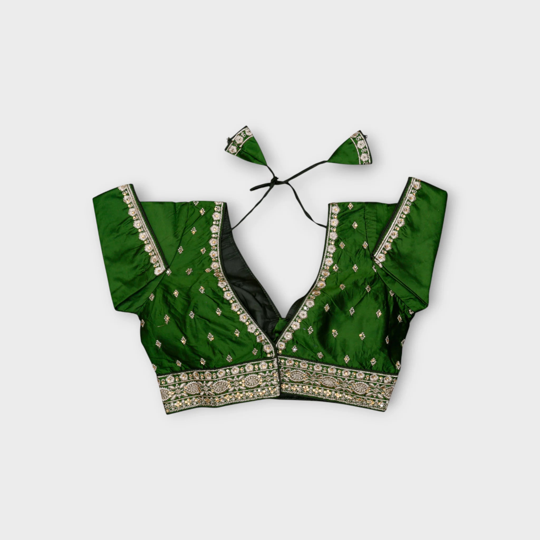 Silk V Neck Back Closure Readymade Blouse