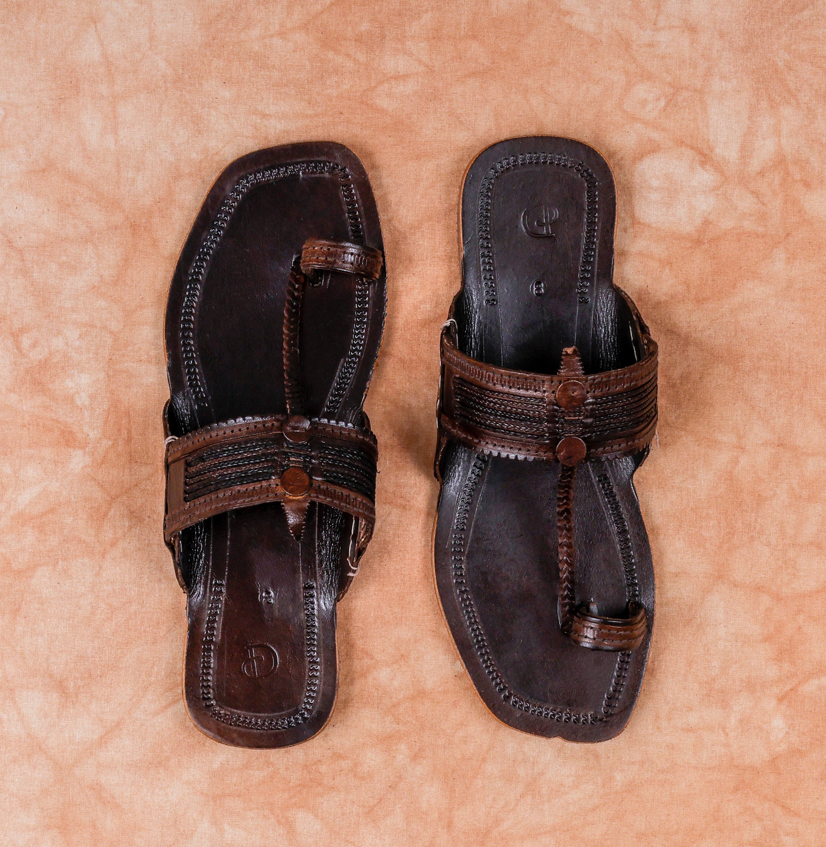 Dark Brown Handcrafted Leather Kolhapuri Sandals