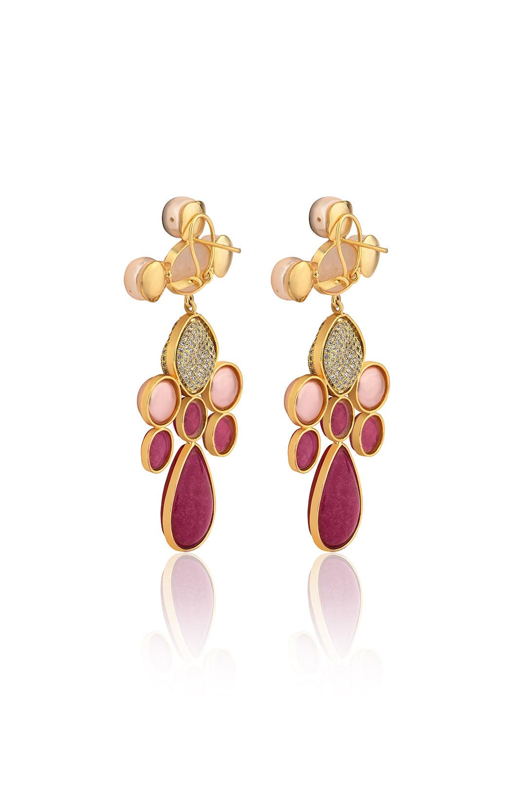 Vintage Glamour Ruby Earrings - Dyulokha