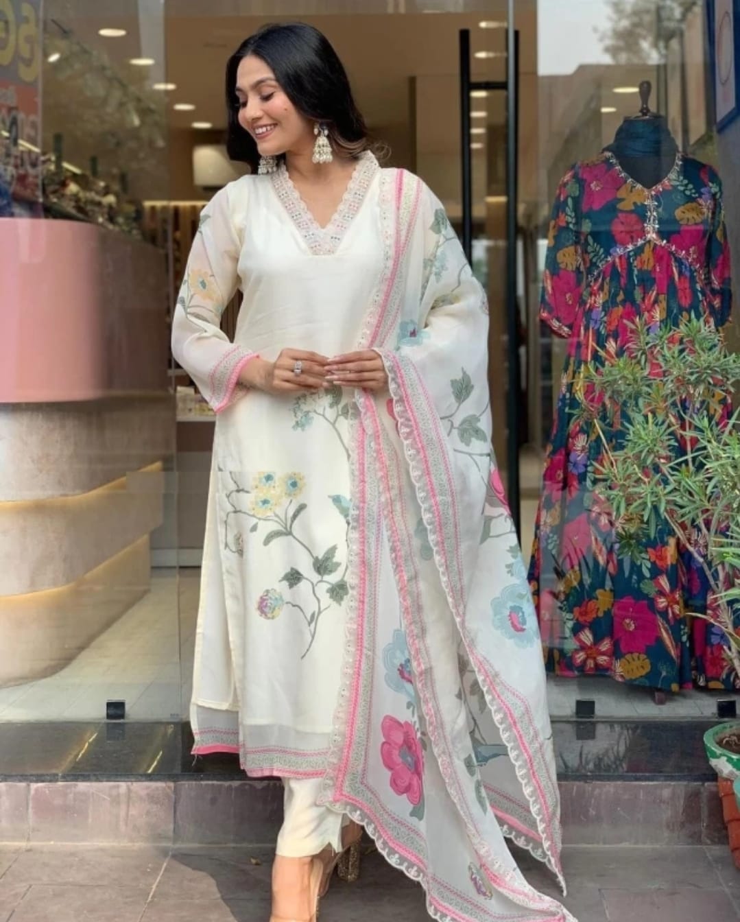 Beige Chanderi Silk Kurta Set