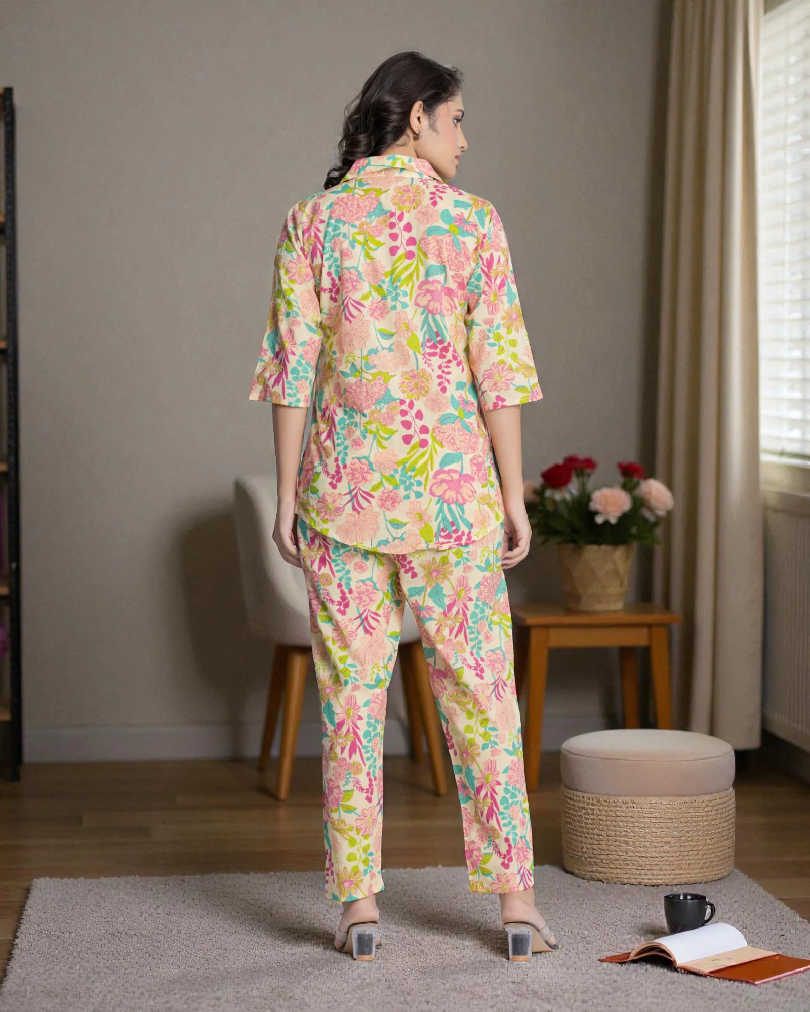 Floral Printed Cotton Cord Co-Ord Set