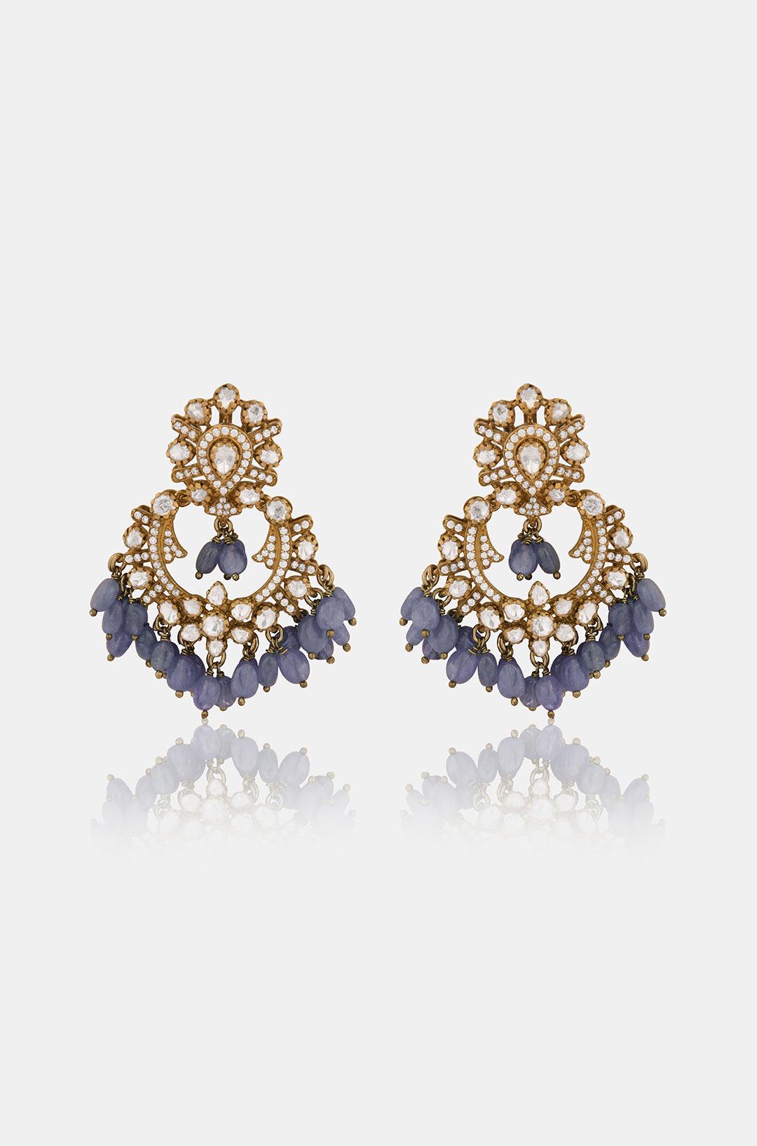 Tanzanite Treasure Beaded Victorian Necklace Set - Dyulokha