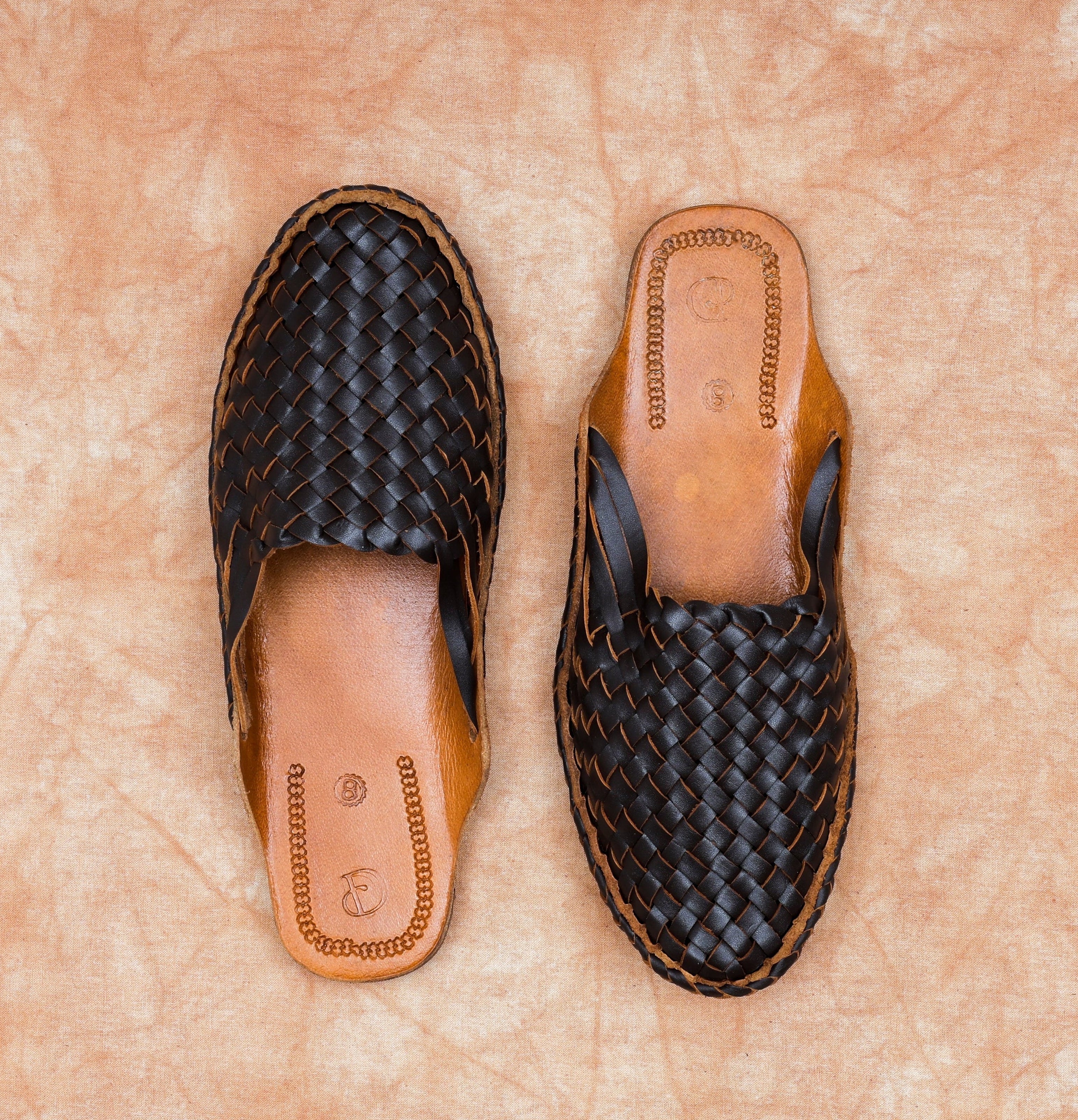 Brown Leather Closed Toe Mules