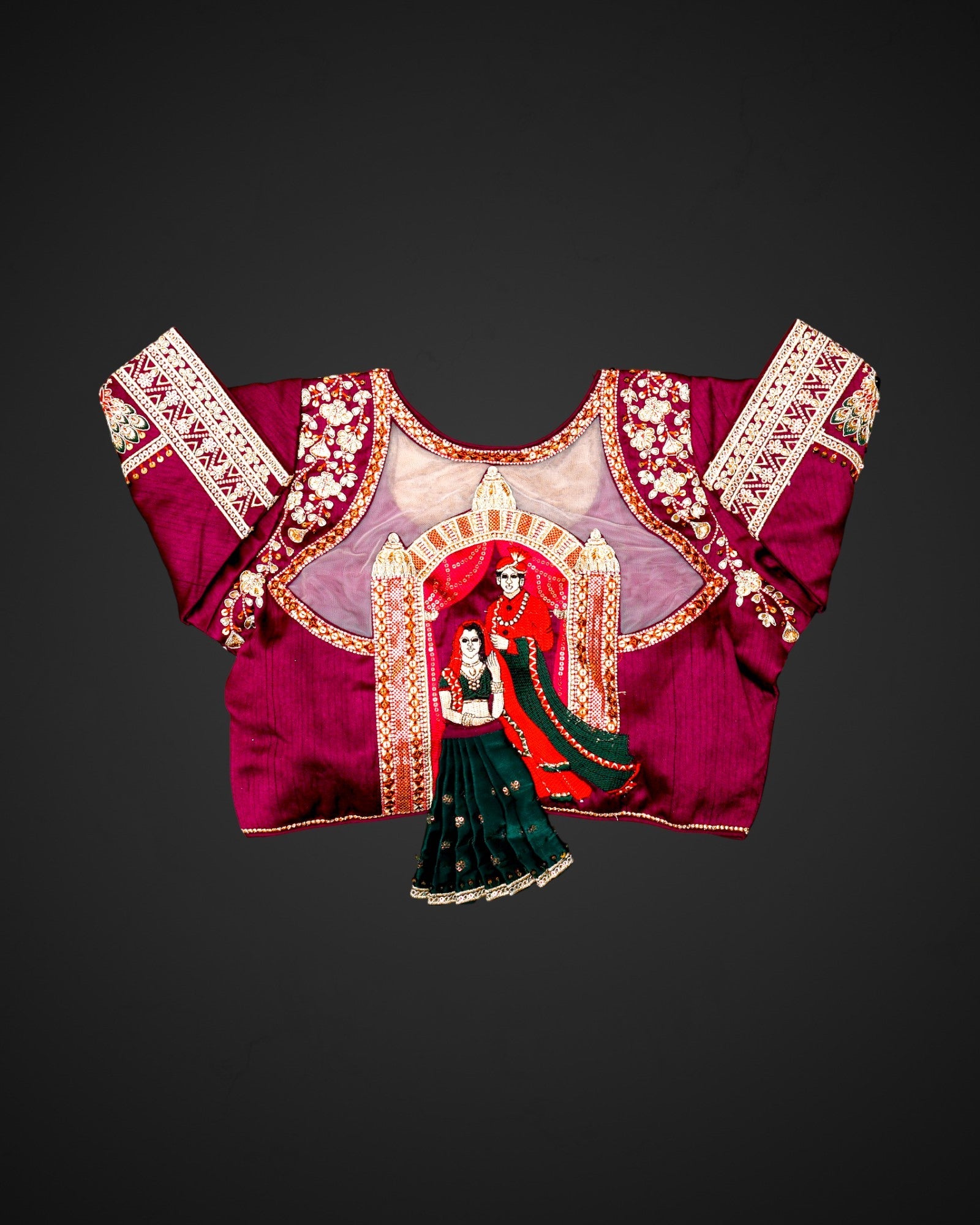 Silk U Neck Cutout Back Readymade Blouse