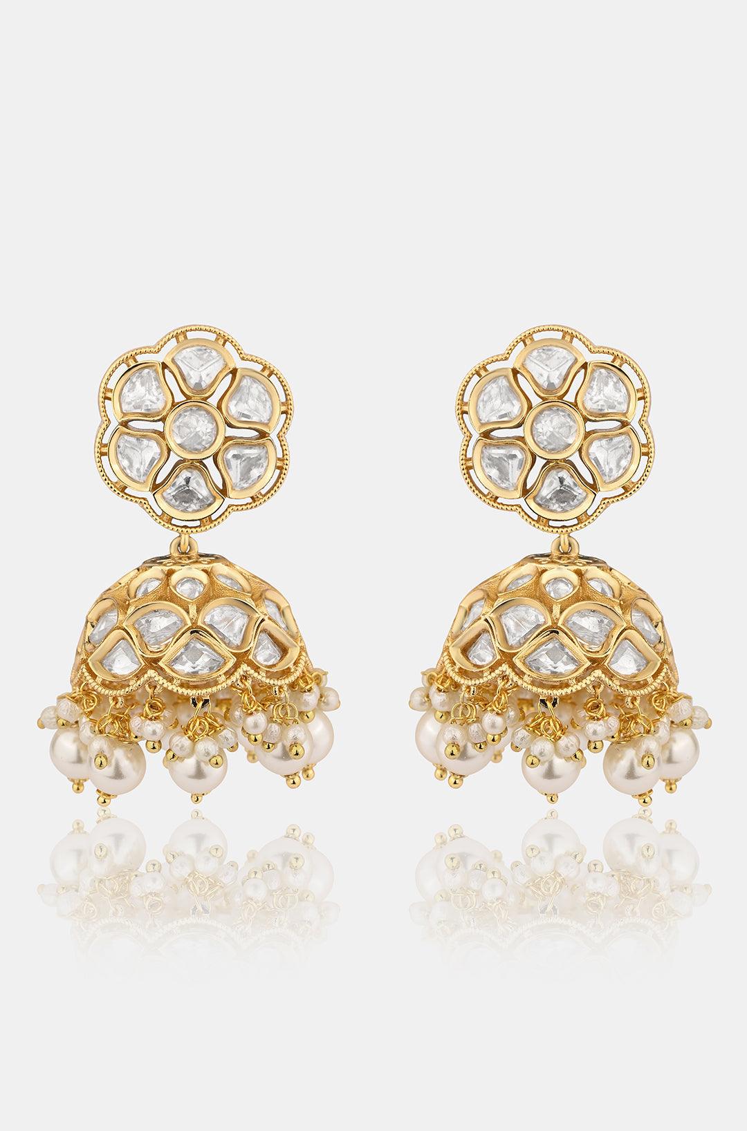 Kundan Jhumka Necklace Set - Dyulokha