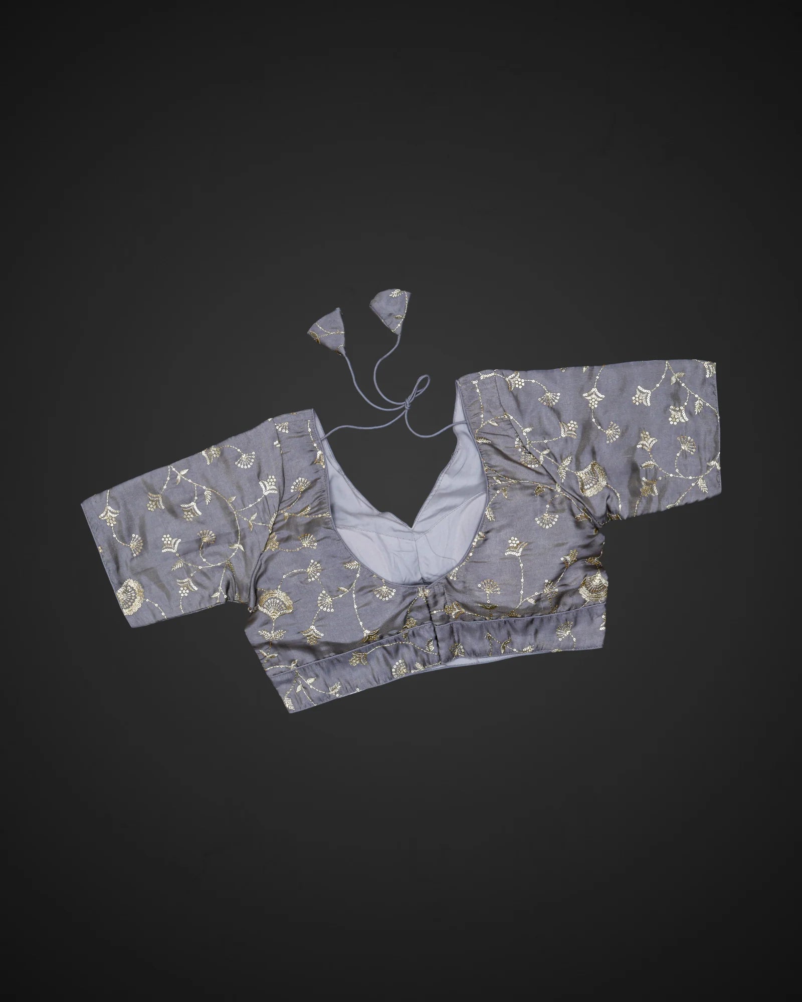 Silk V Neck Half Sleeve Readymade Blouse