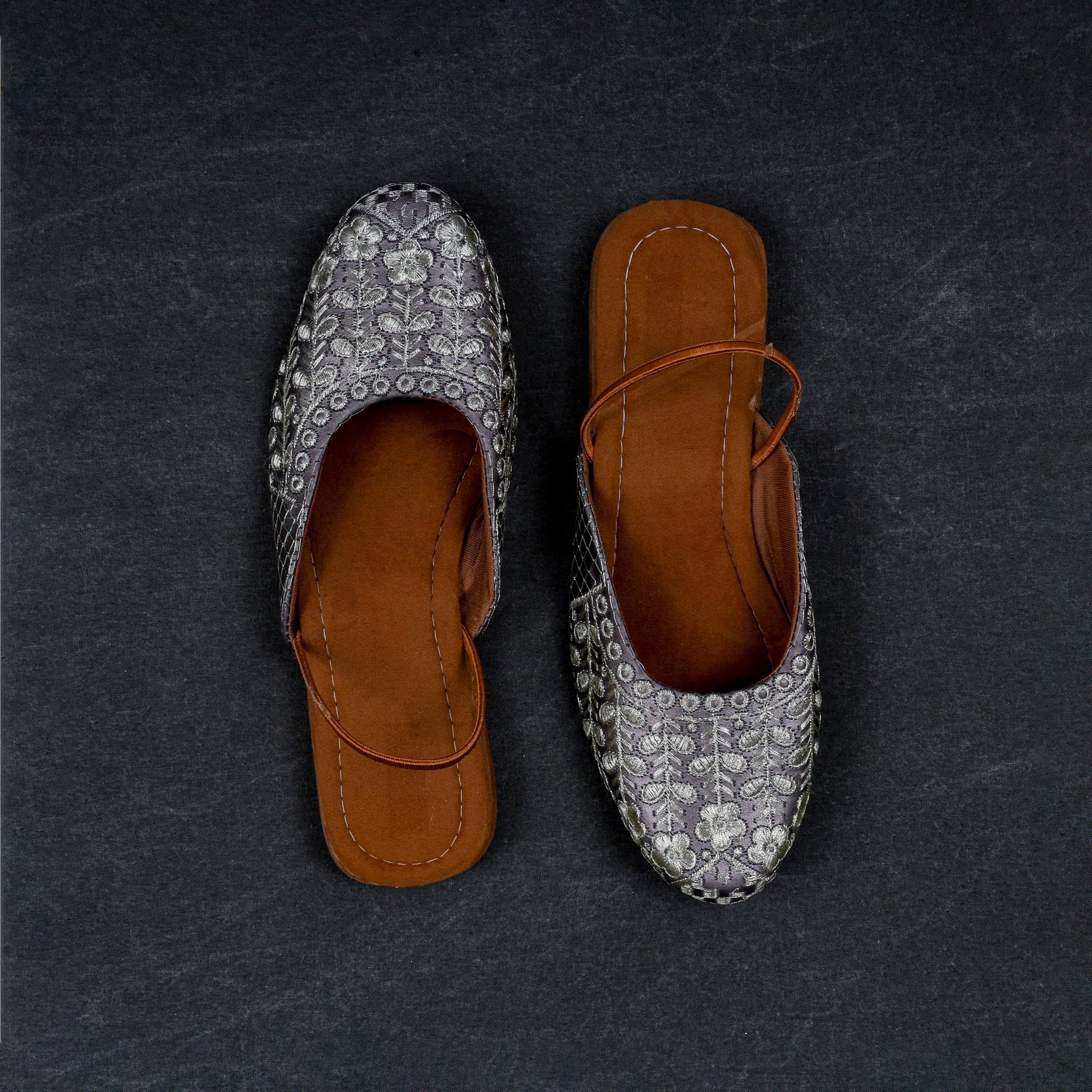 Silver Textured Handcrafted Mule