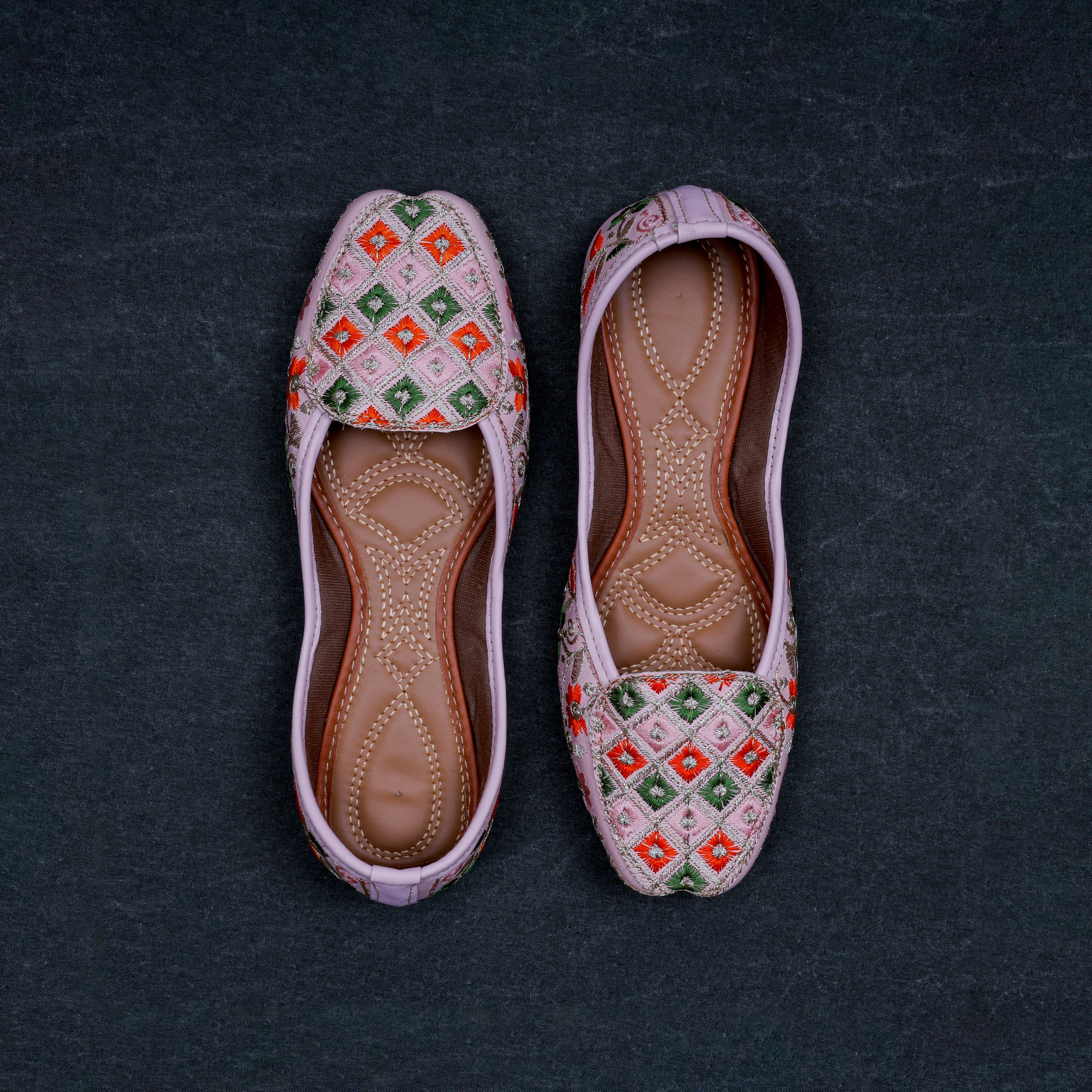 Handcrafted Baby Pink Rexine Loafers