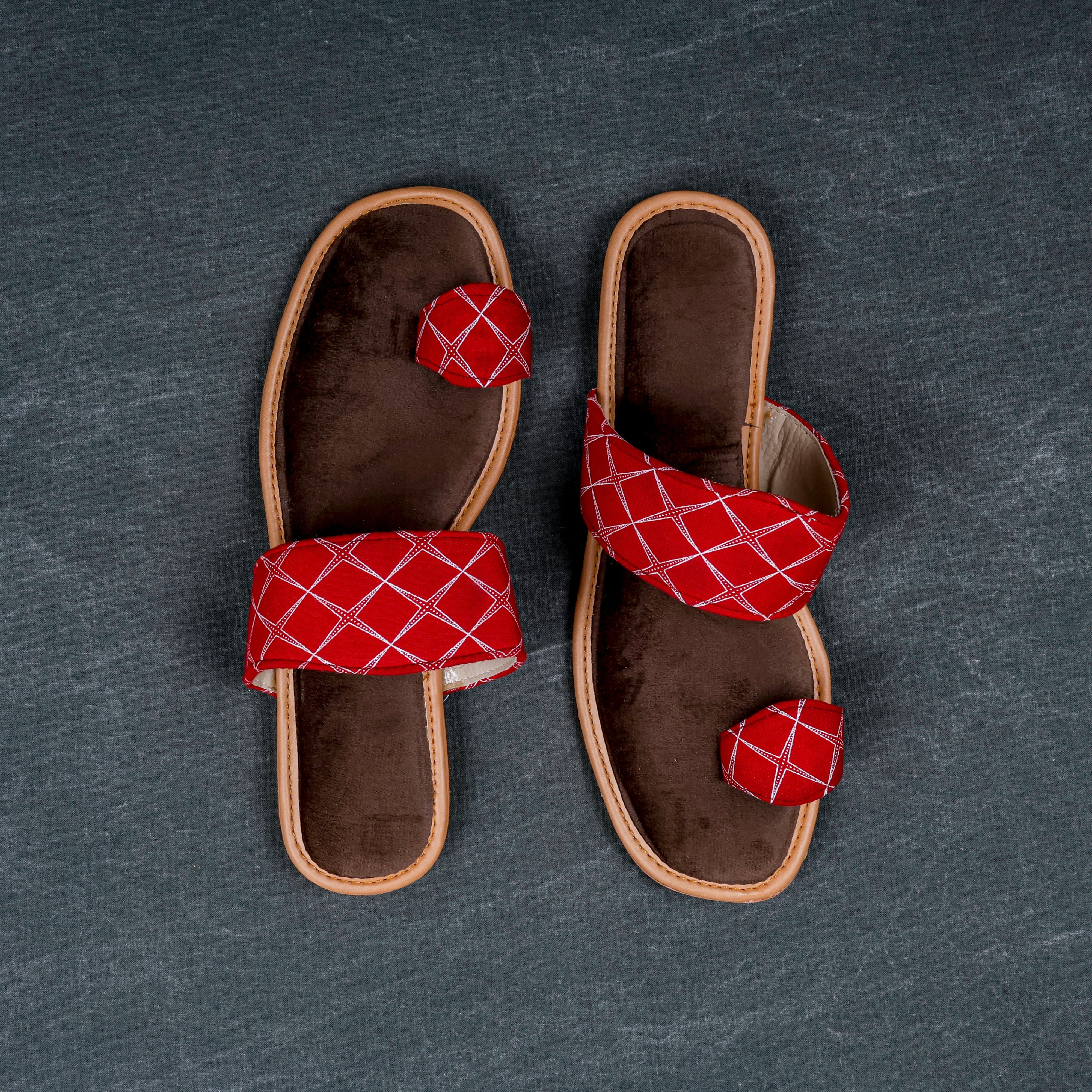 Red Textured Artisan Ethnic Flats