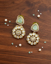 Studs with Light Green Flower Droplets
