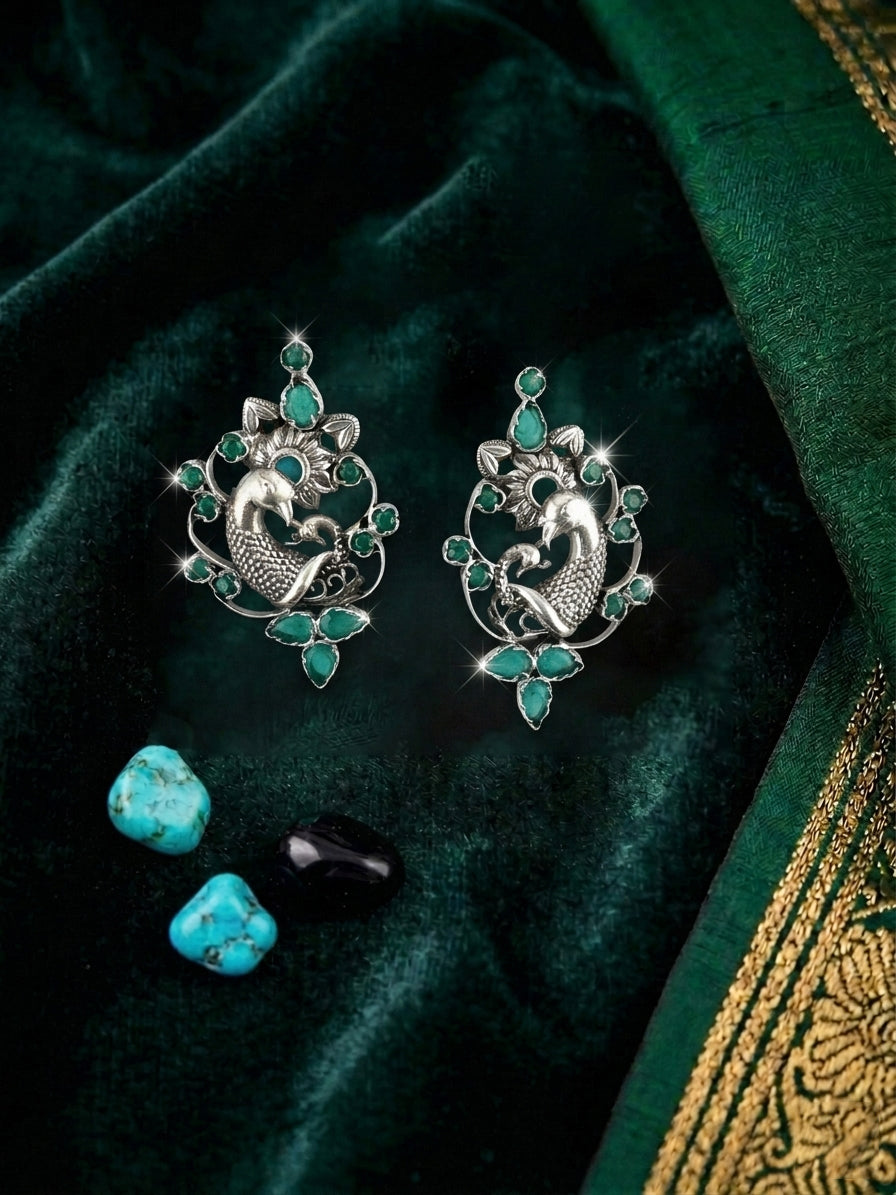 Emerald Plume Studs