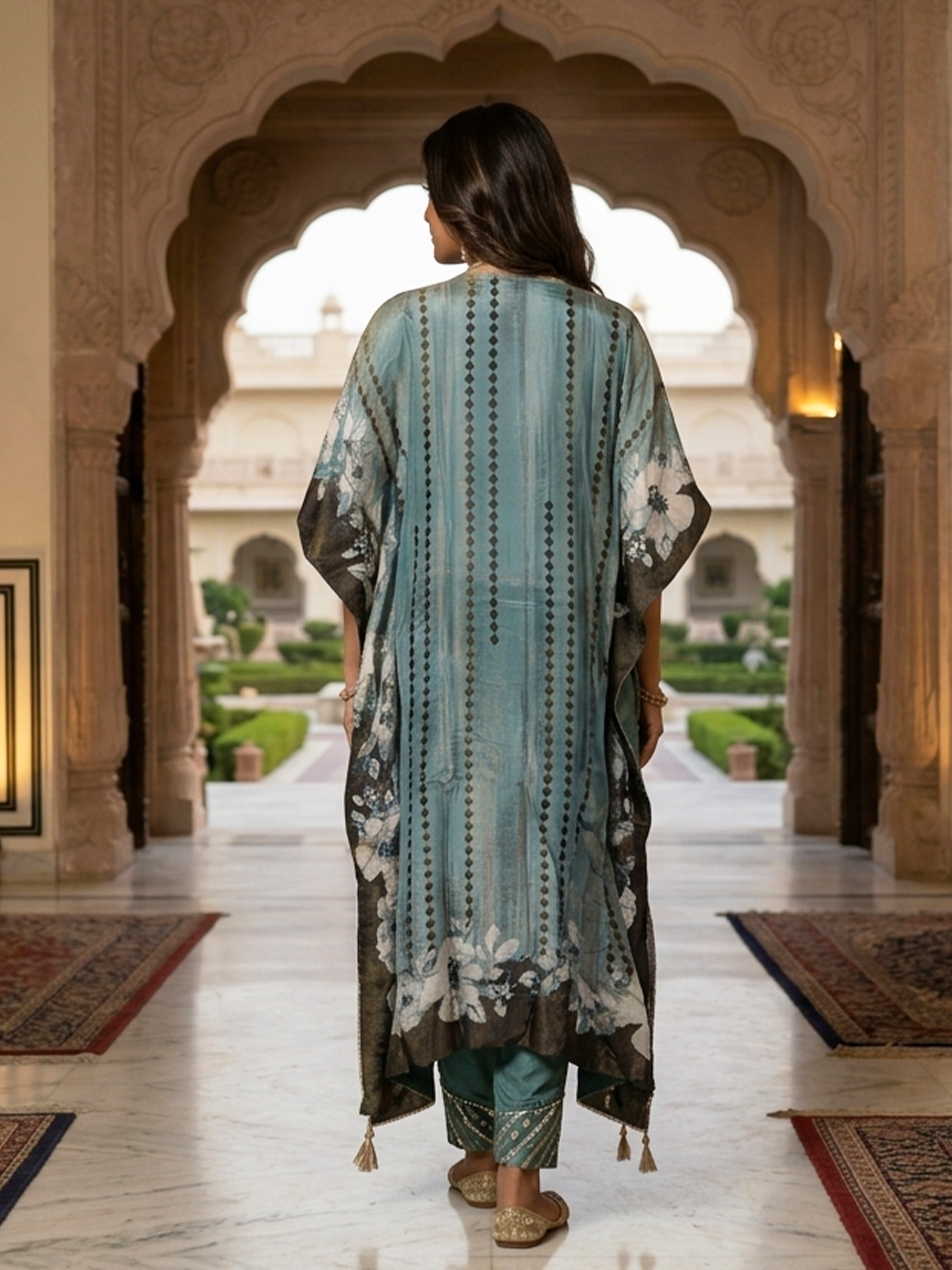 Gold Kaftan with Intricate Embroidery