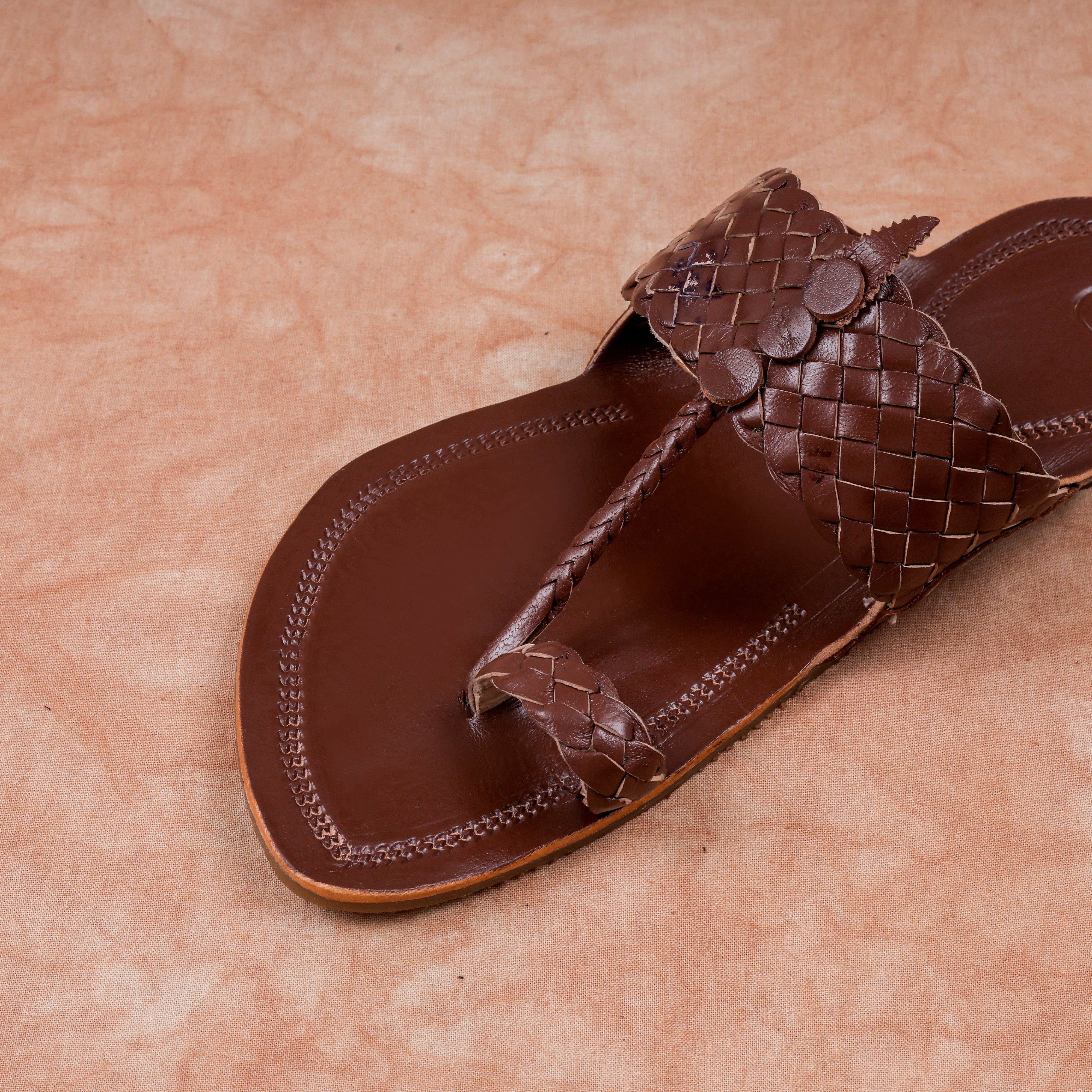 Patent Brown Leather Kolhapuri Sandals