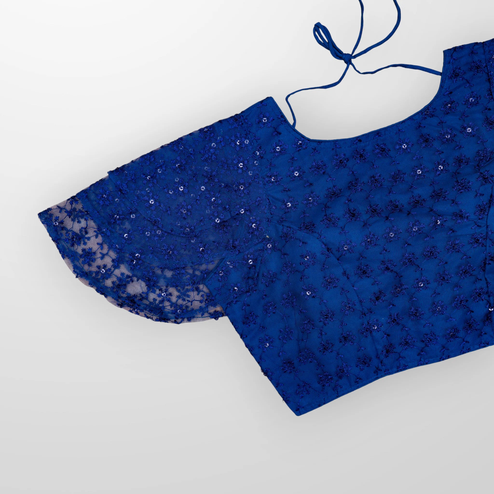 Embroidered Ruffle Sleeve Cotton Readymade Blouse