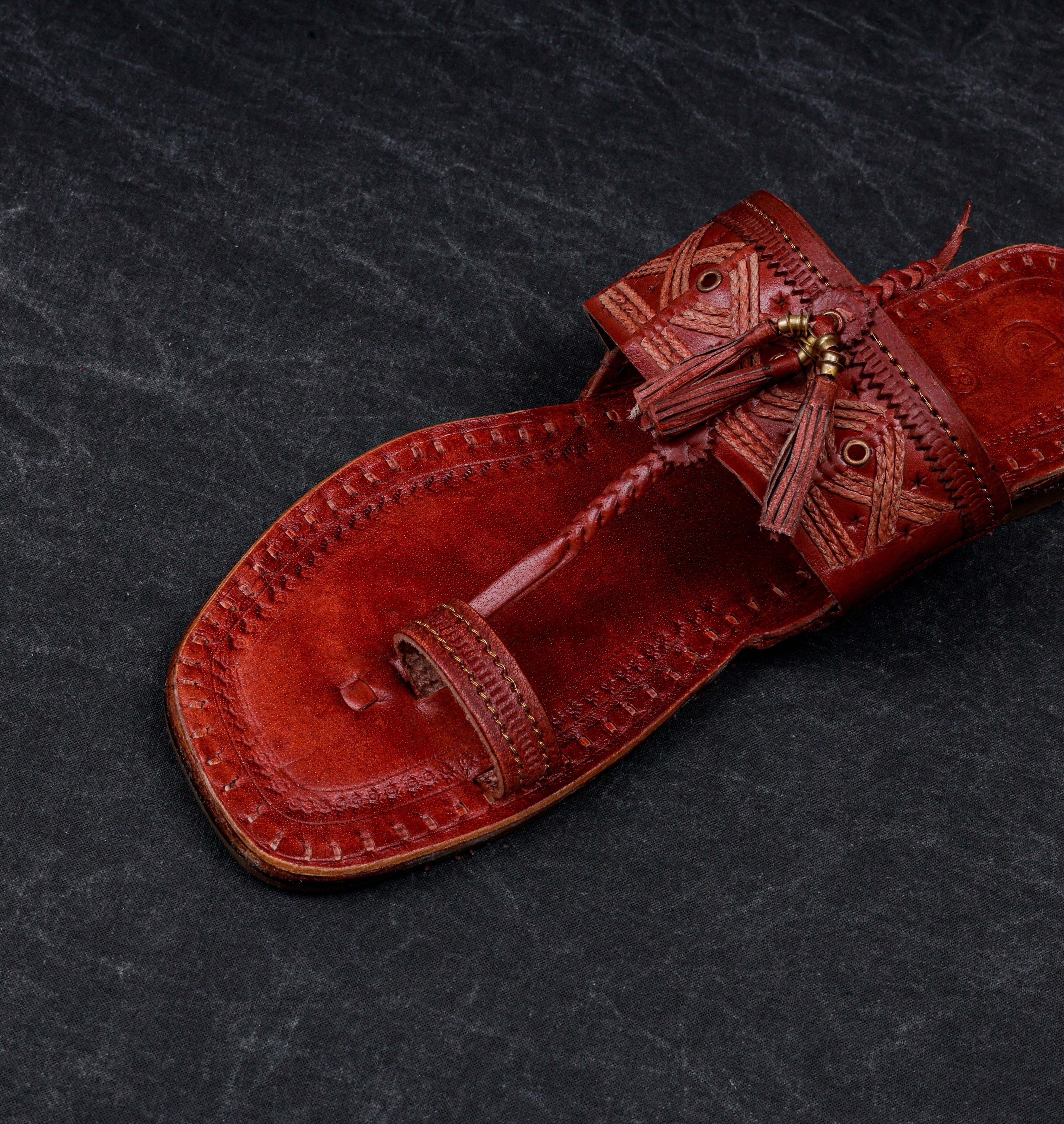 Dark Camel Leather Kolhapuri Sandals