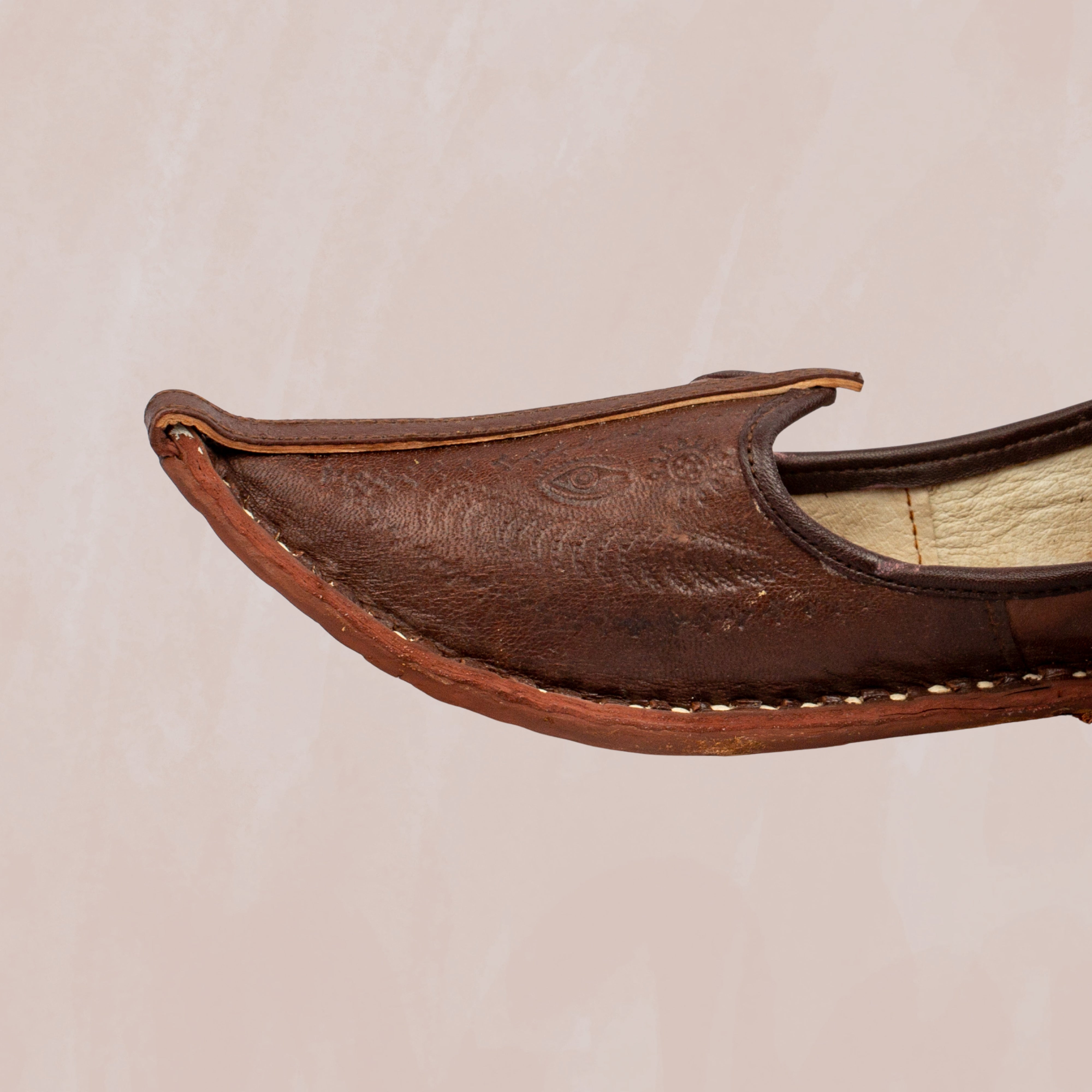 Dark Brown Almond Rexine Ethnic Mojaris