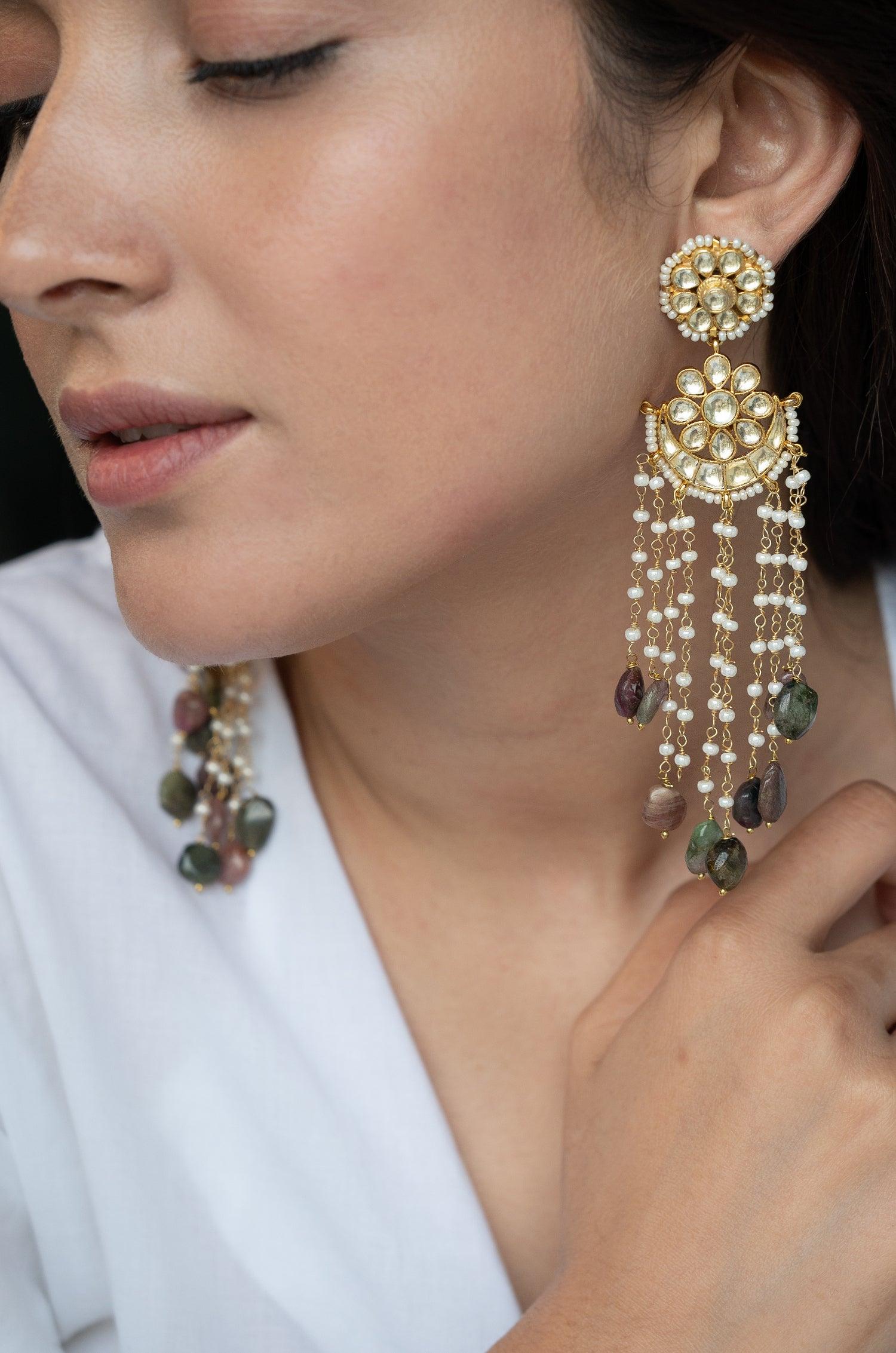 Multicolor Kundan Sparkle Earrings - Dyulokha