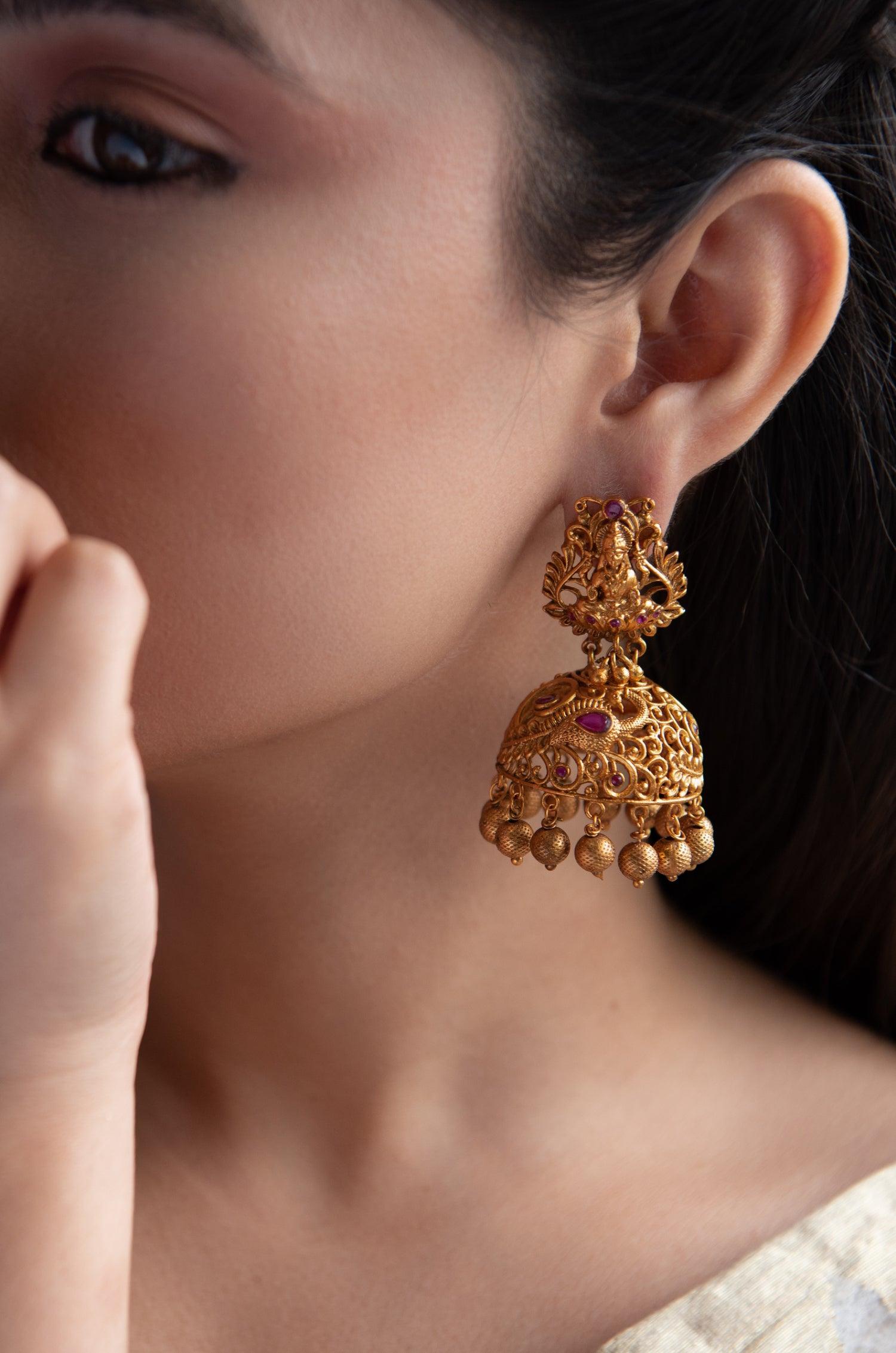 Divine Temple Jhumka Earrings - Dyulokha