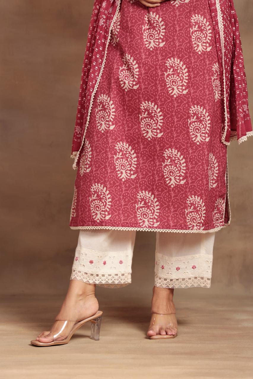 Sequined Embroidered Cotton Kurta Set