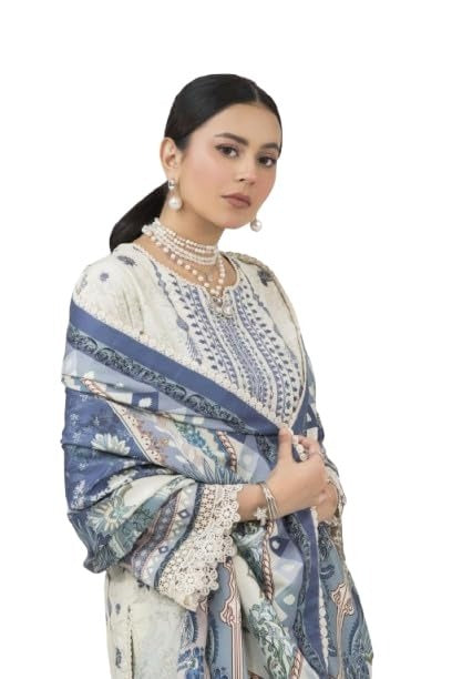 White Silk Beaded Floral Embroidered Pakistani Suit