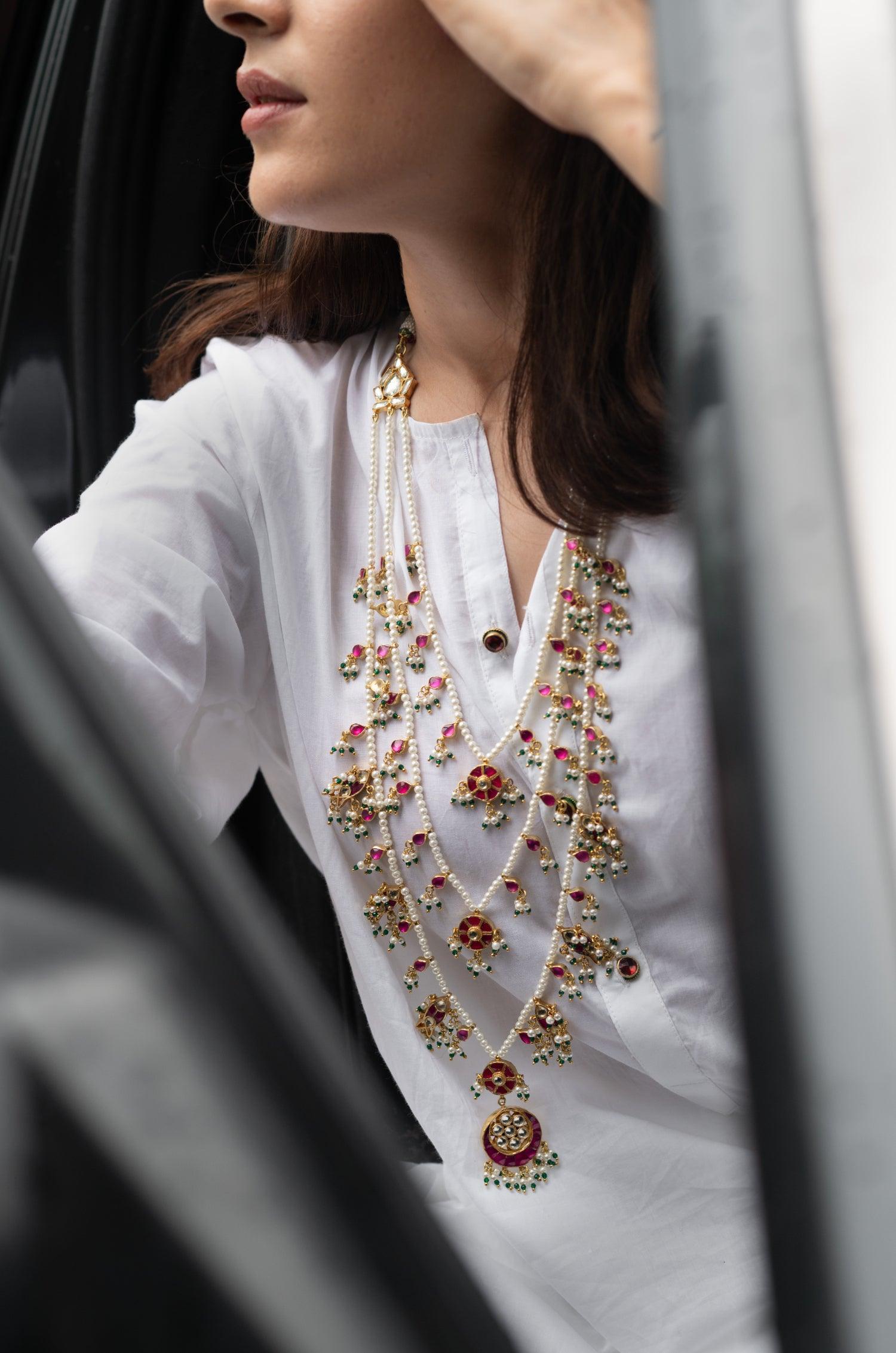 Kundan Multilayer Pearl Necklace - Dyulokha