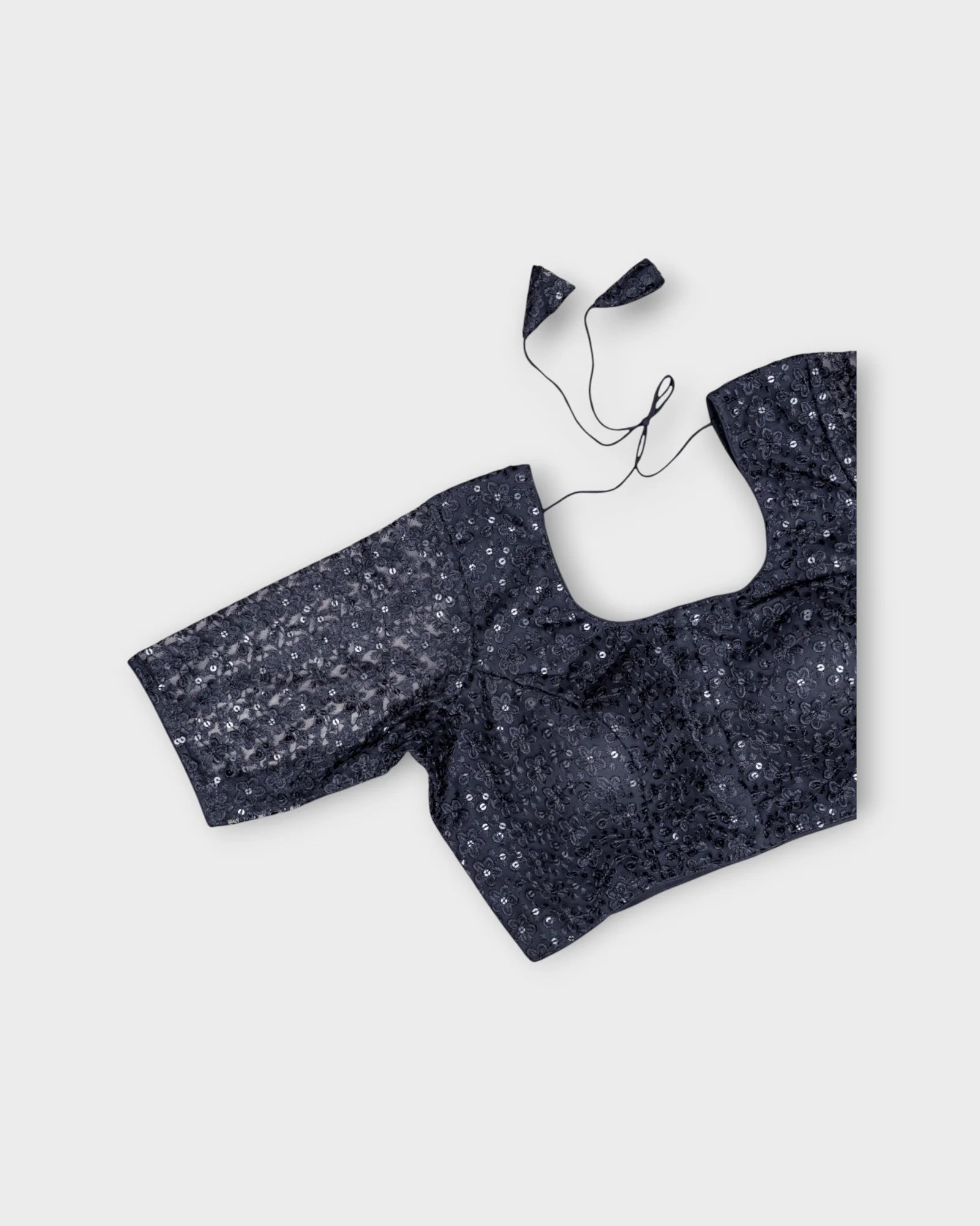Embroidered Net U Neck Readymade Blouse