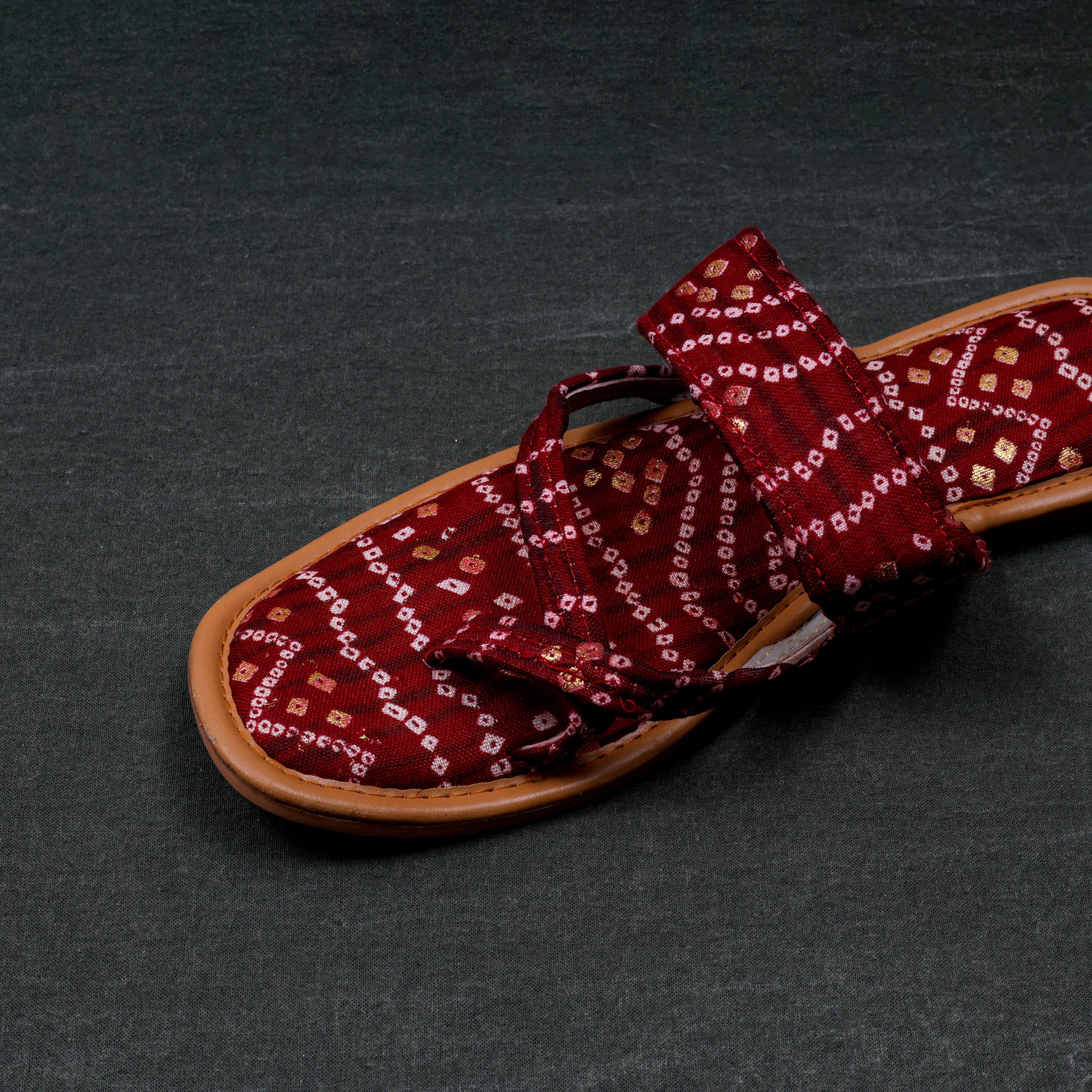 Maroon Handcrafted Cozy Open Toe Flats