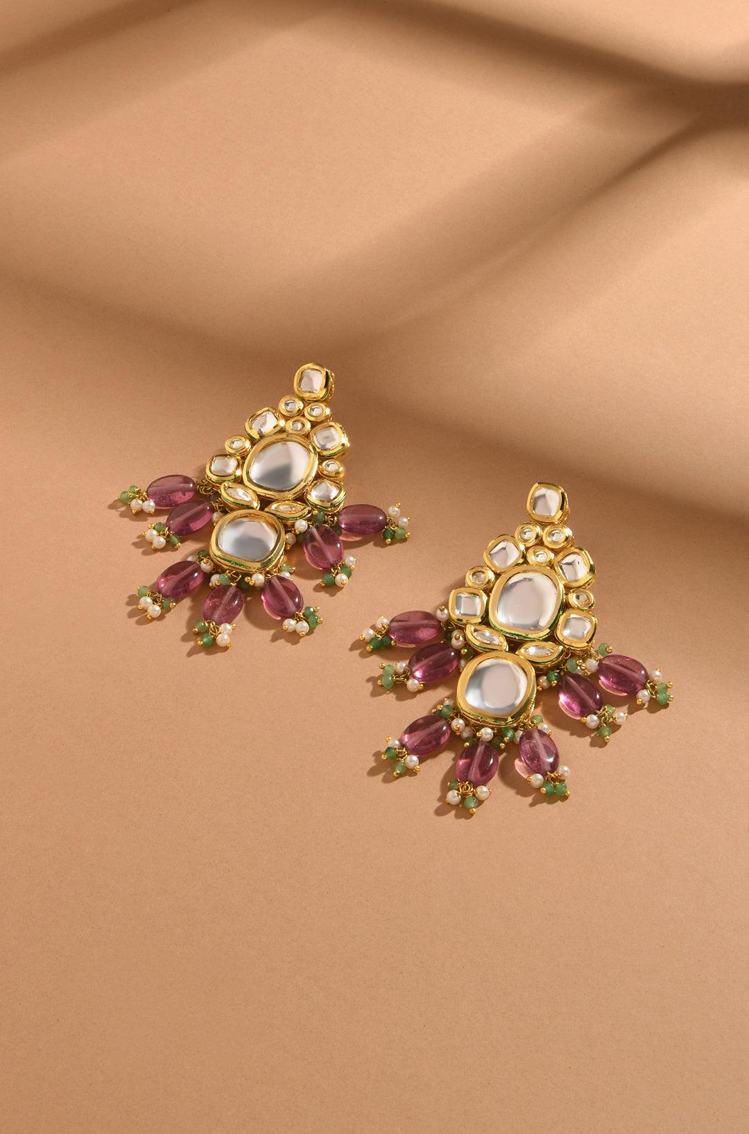 Pink Kundan Sparkle Earrings - Dyulokha