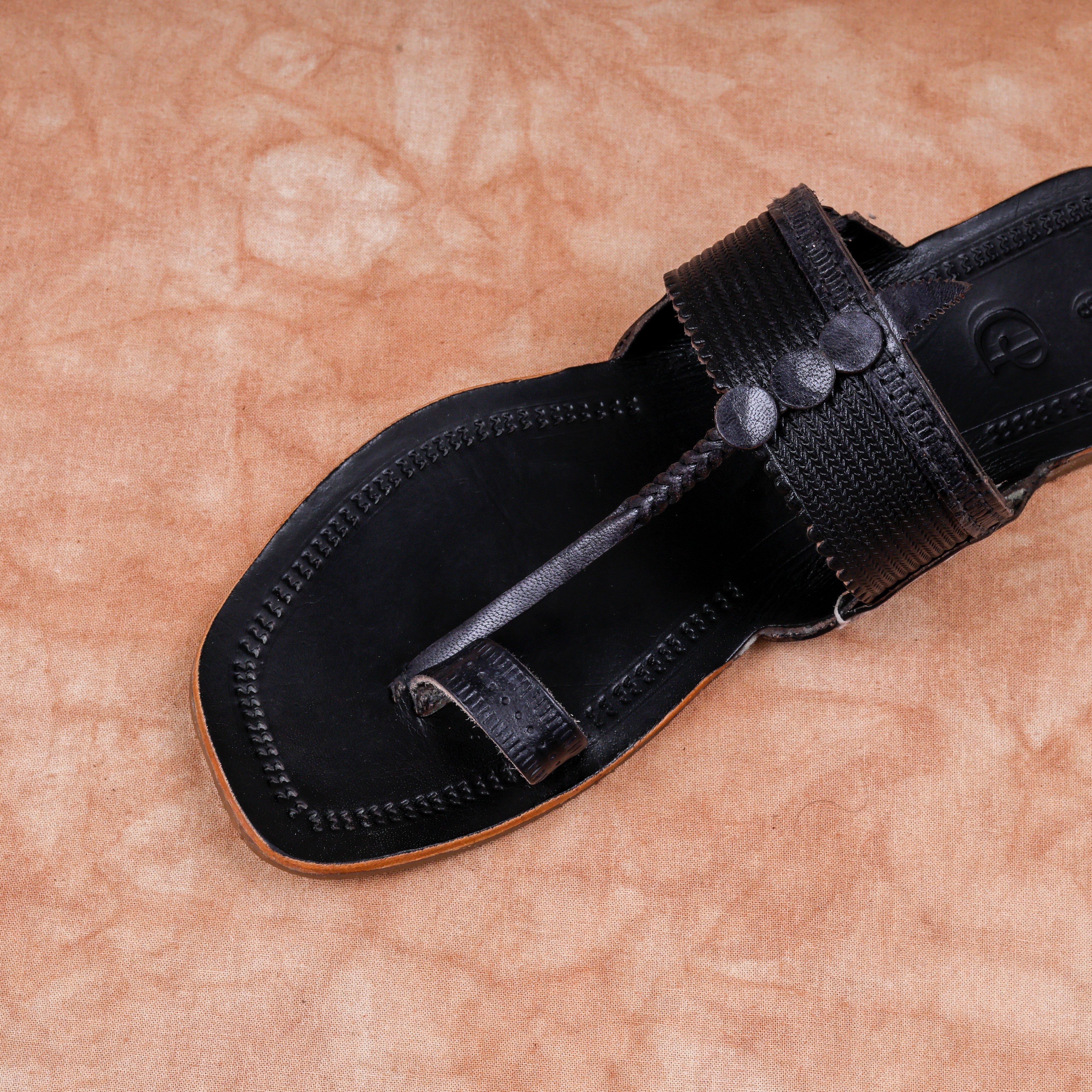 Black Patent Kolhapuri Sandals