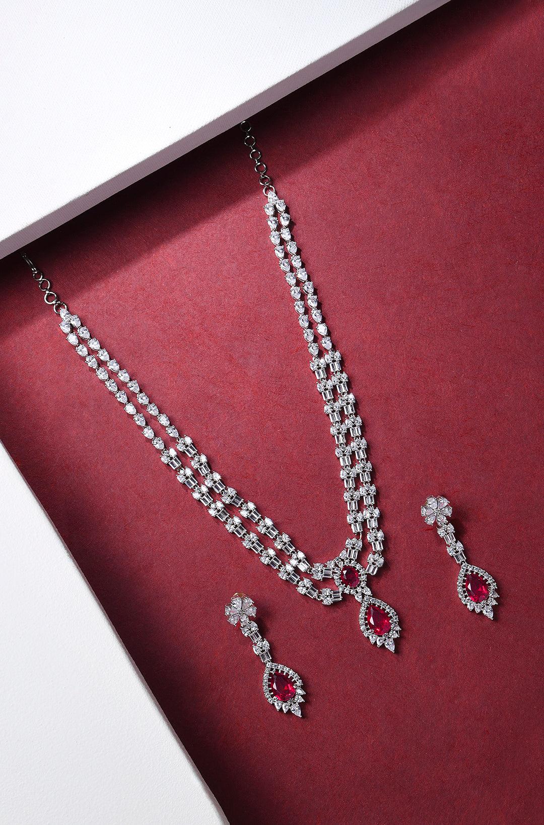 Ruby Radiance Diamond Necklace Set - Dyulokha