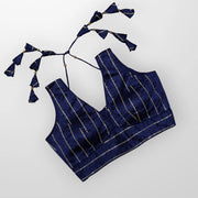 Raw Silk V Neck Embroidered Readymade Blouse