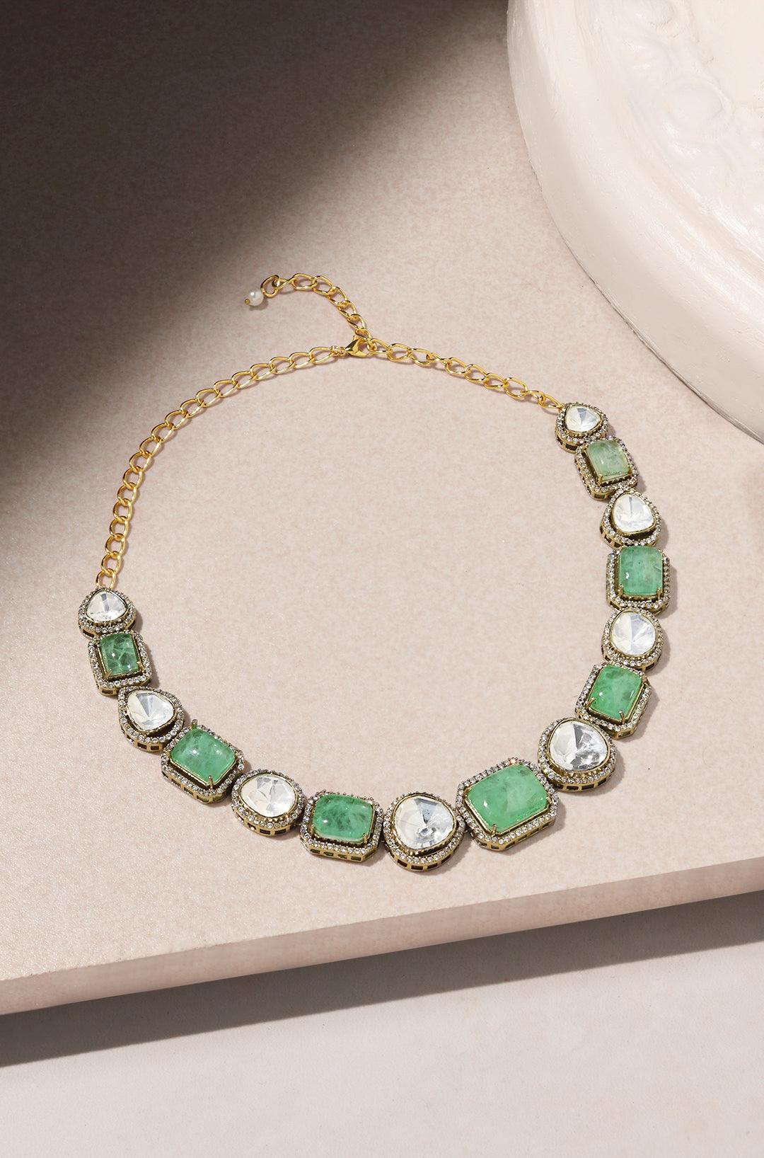 Regal Mint Polki Delight Necklace - Dyulokha