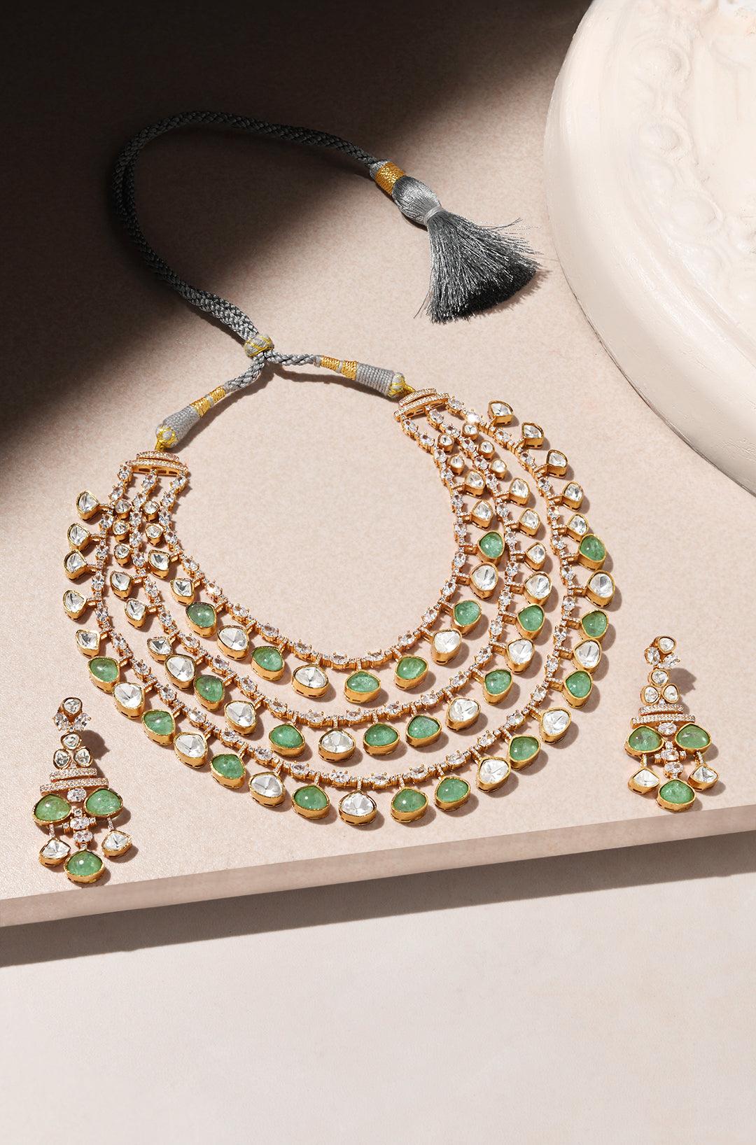 Lush Elegance Polki Necklace Set - Dyulokha