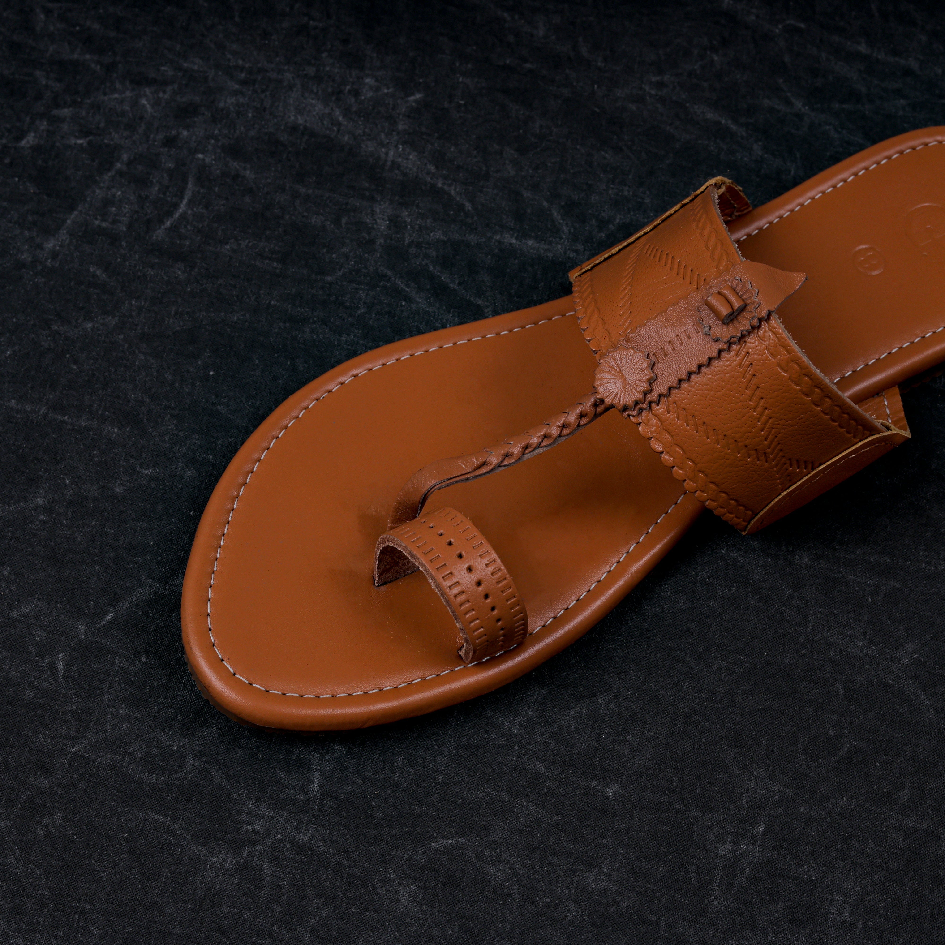 Tan Handcrafted Leather Kolhapuri Sandals