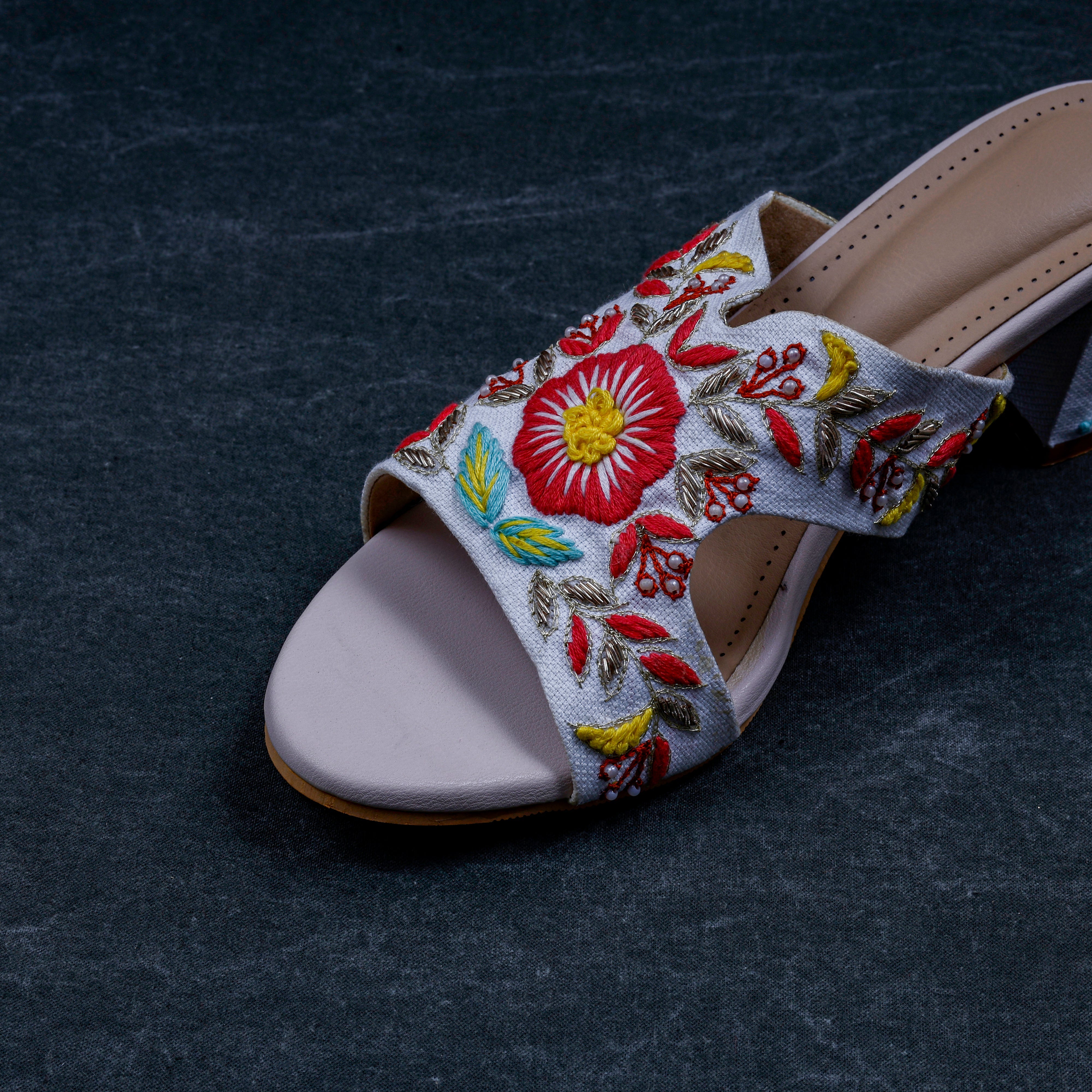 Two Tone Cream Handcrafted Heels