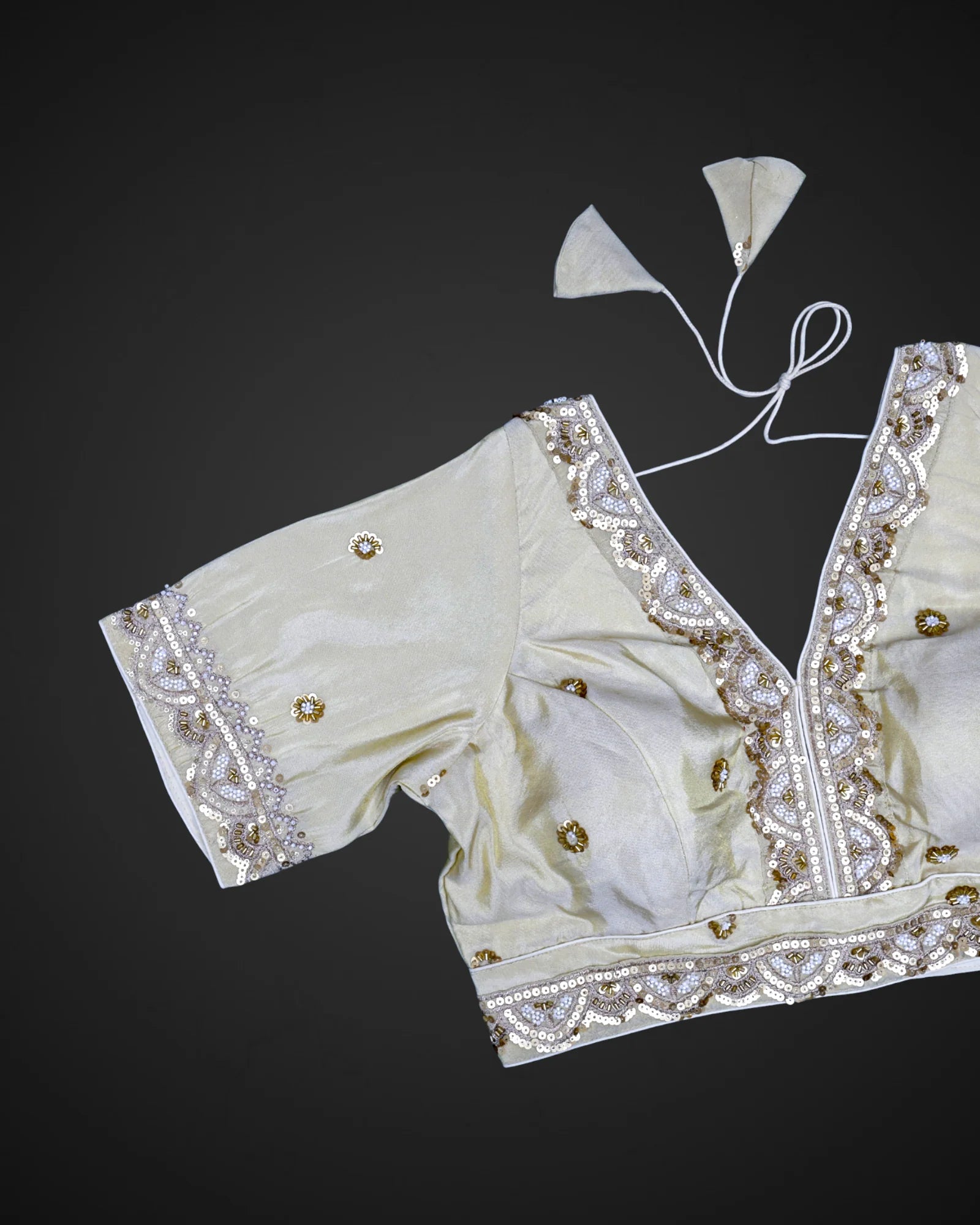 V Neck Cotton Deep Back Readymade Blouse