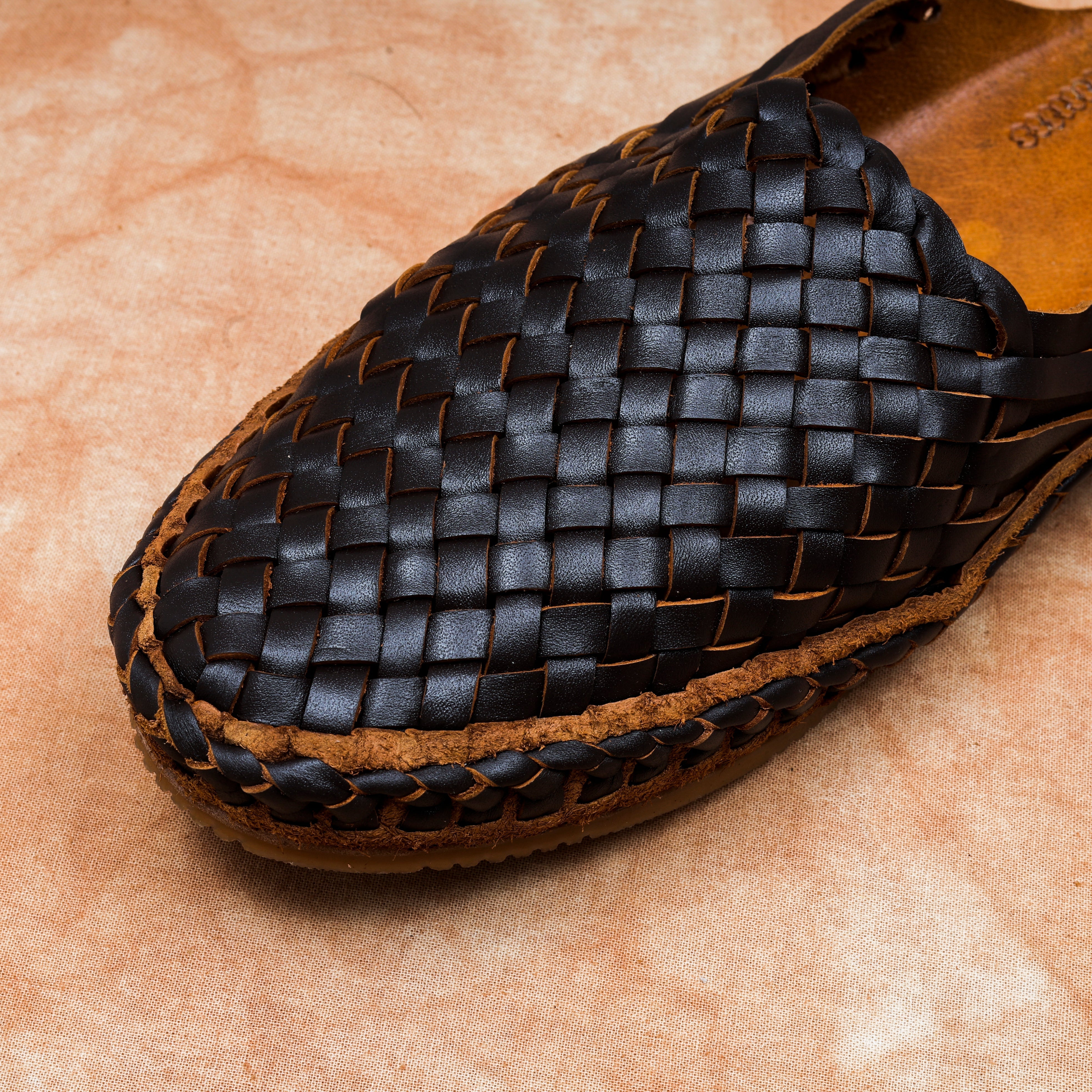 Brown Leather Closed Toe Mules