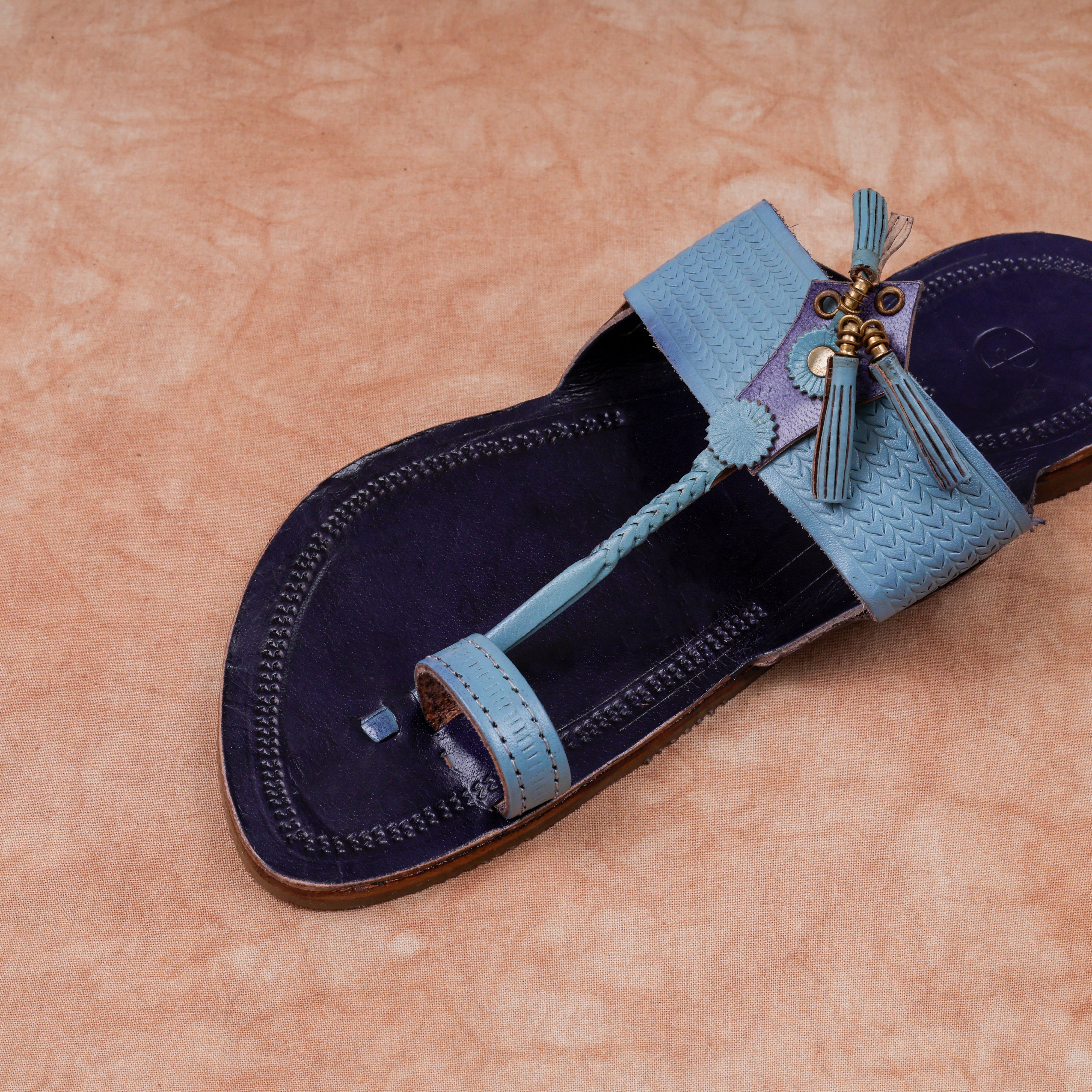 Blue Handcrafted Kolhapuri Sandals