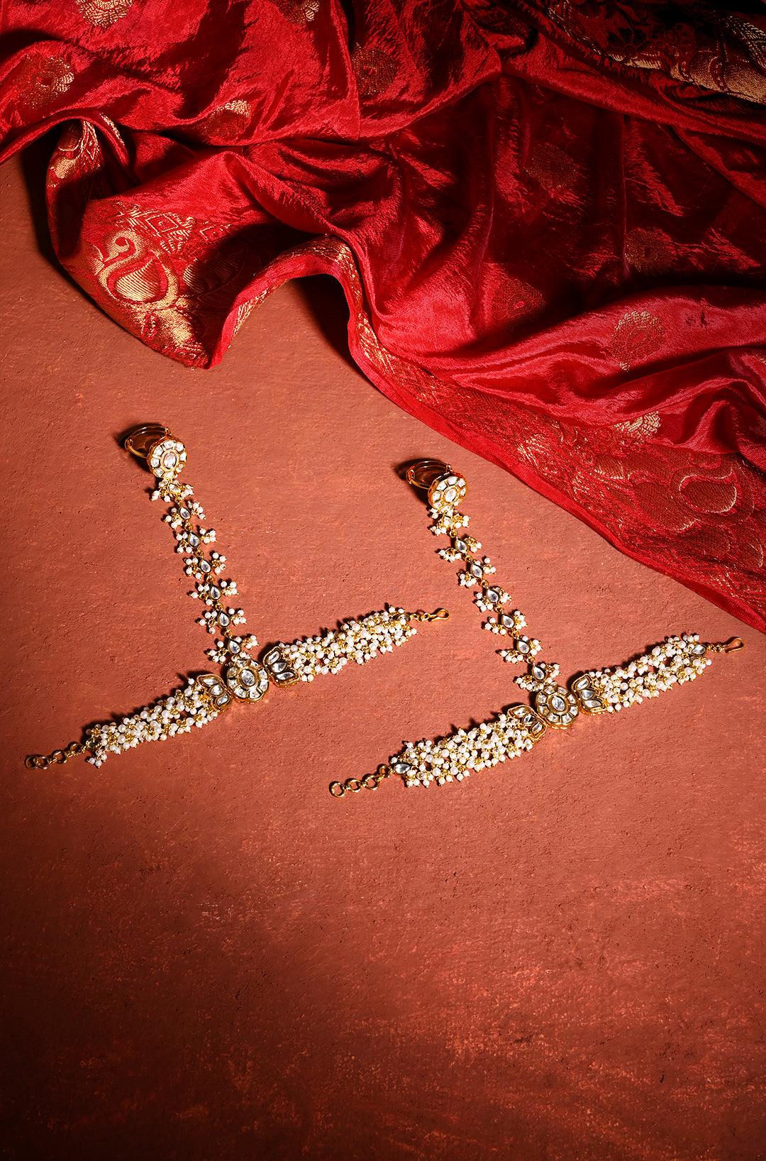 Bridal Blossoms Kundan Pearl Hathphool - Dyulokha