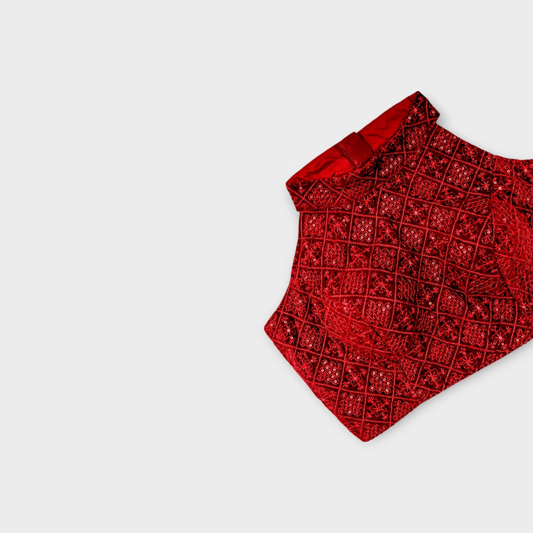 Velvet Jewel Neck Readymade Blouse