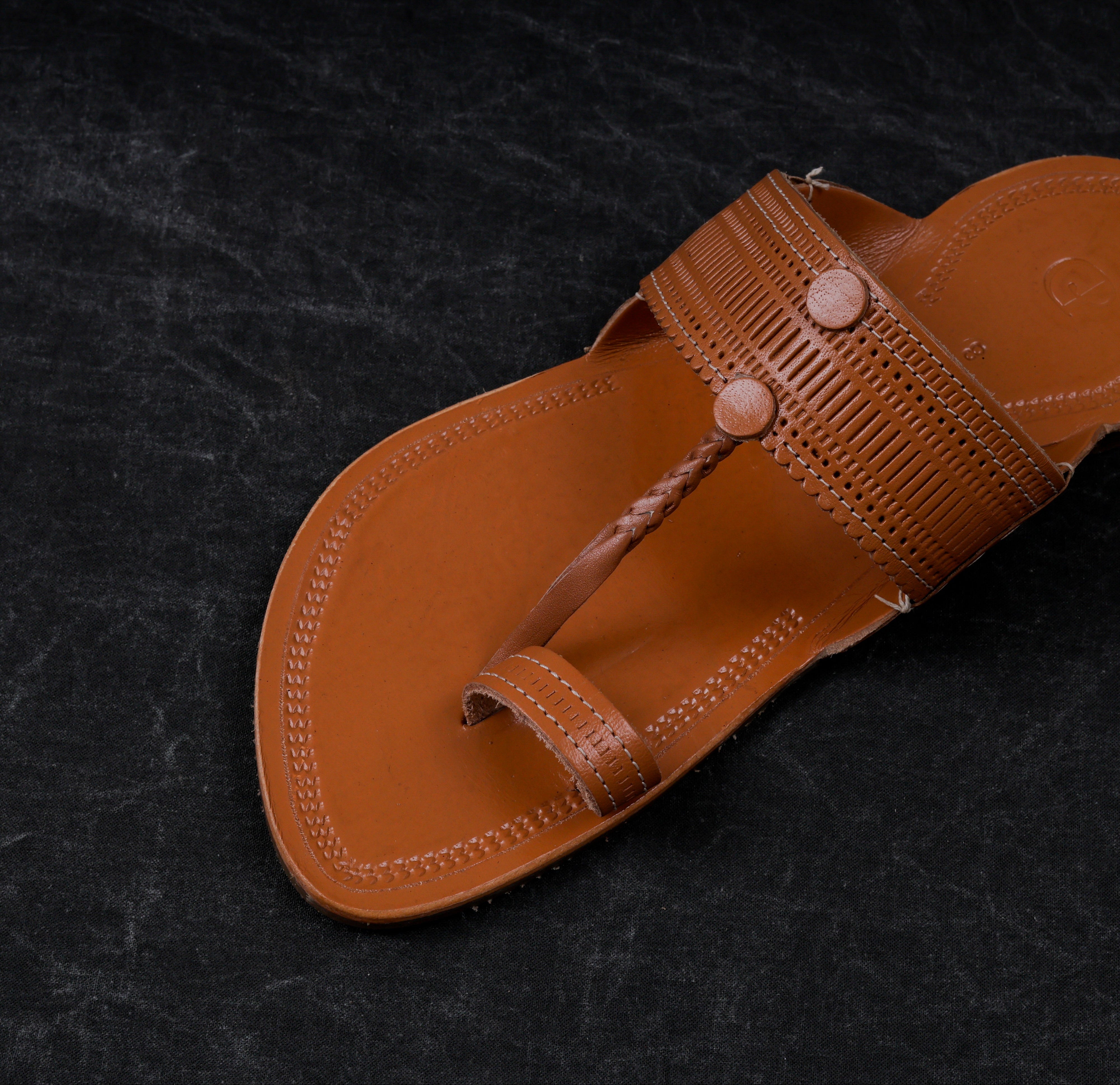 Handcrafted Tan Open Toe Kolhapuri Sandals