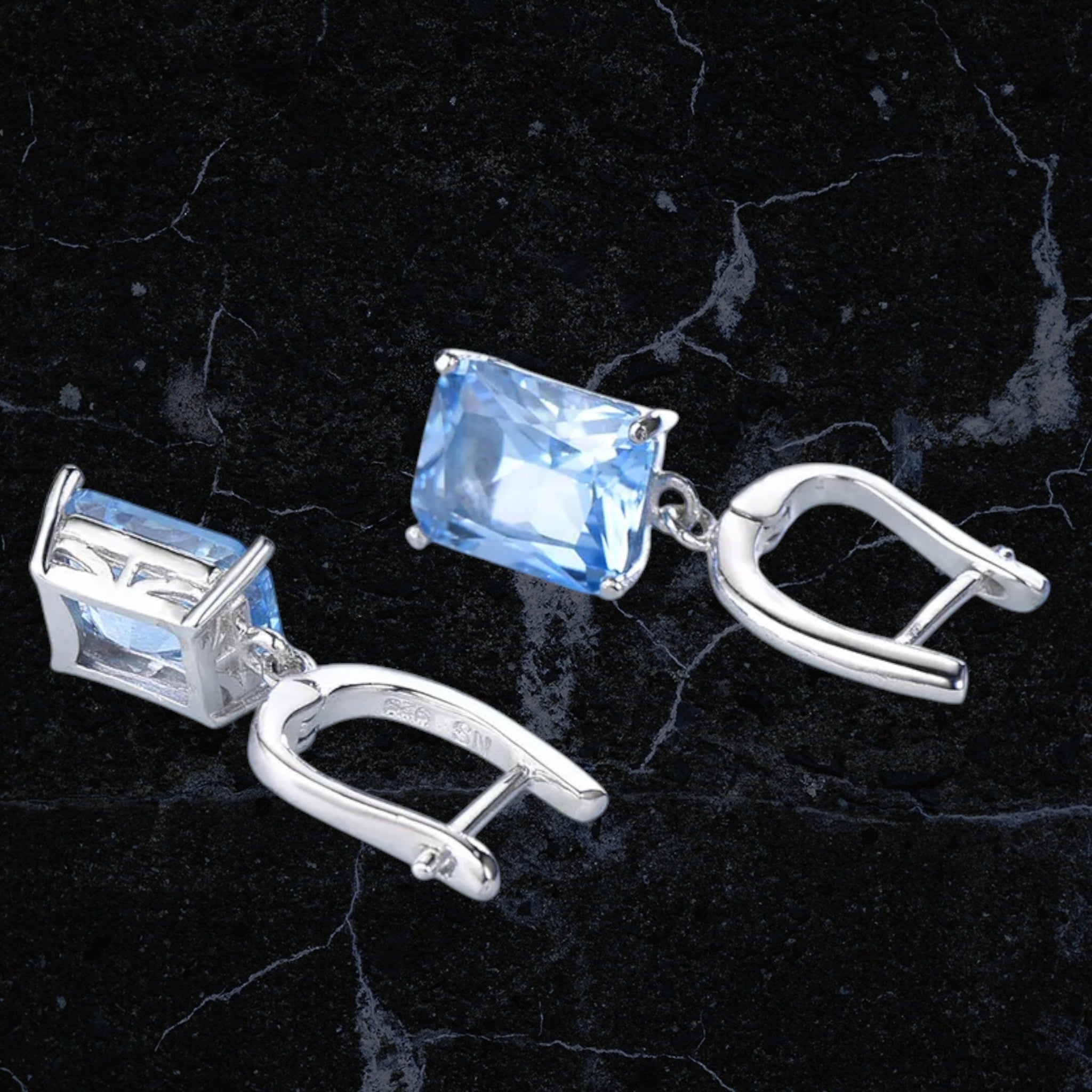 Sky Blue 925 Silver Zircon Drop Earrings
